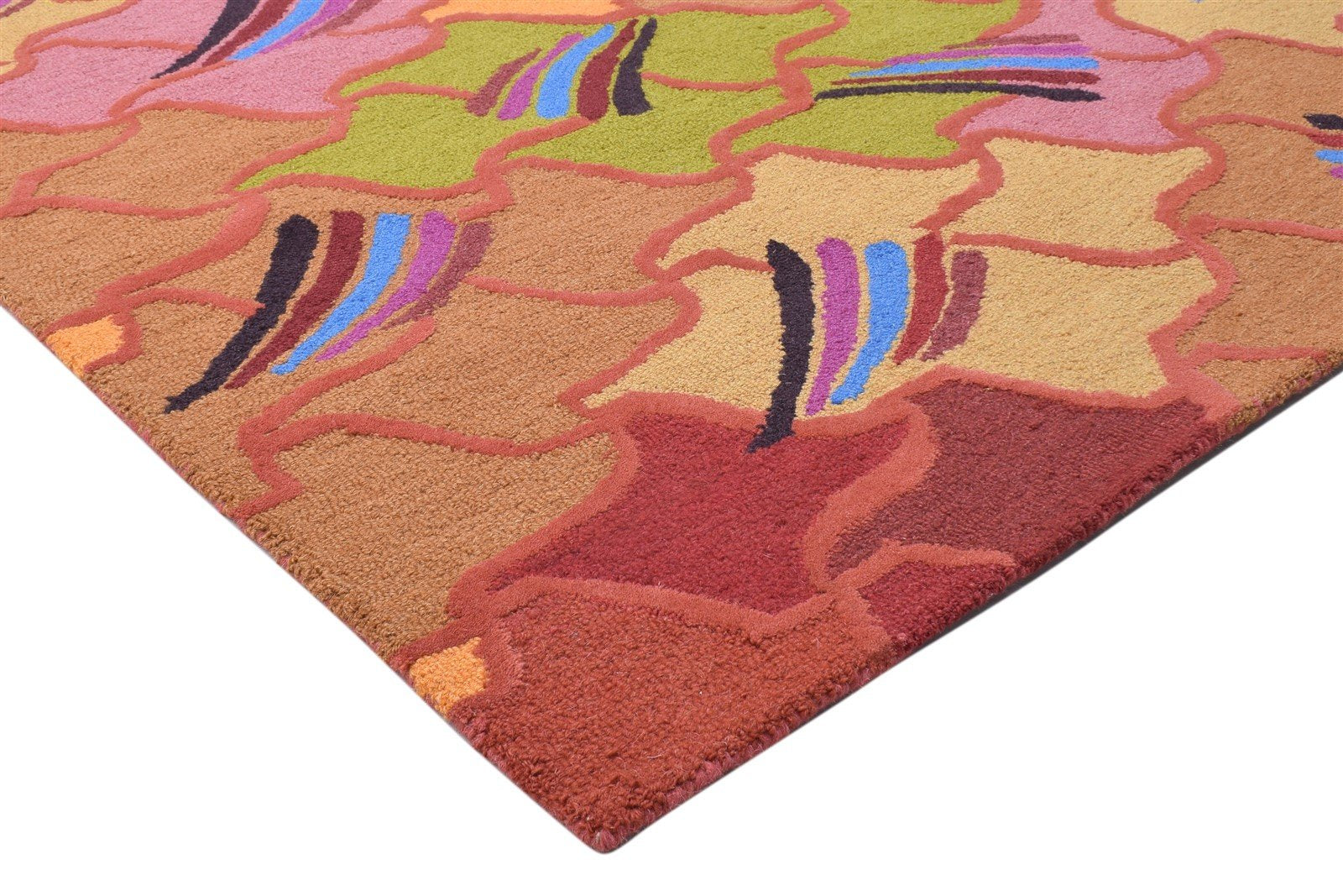 Karoly 100% Wool Red Rug 5' X 8' Modern Tufted Bohemian Abstract 7864490033301