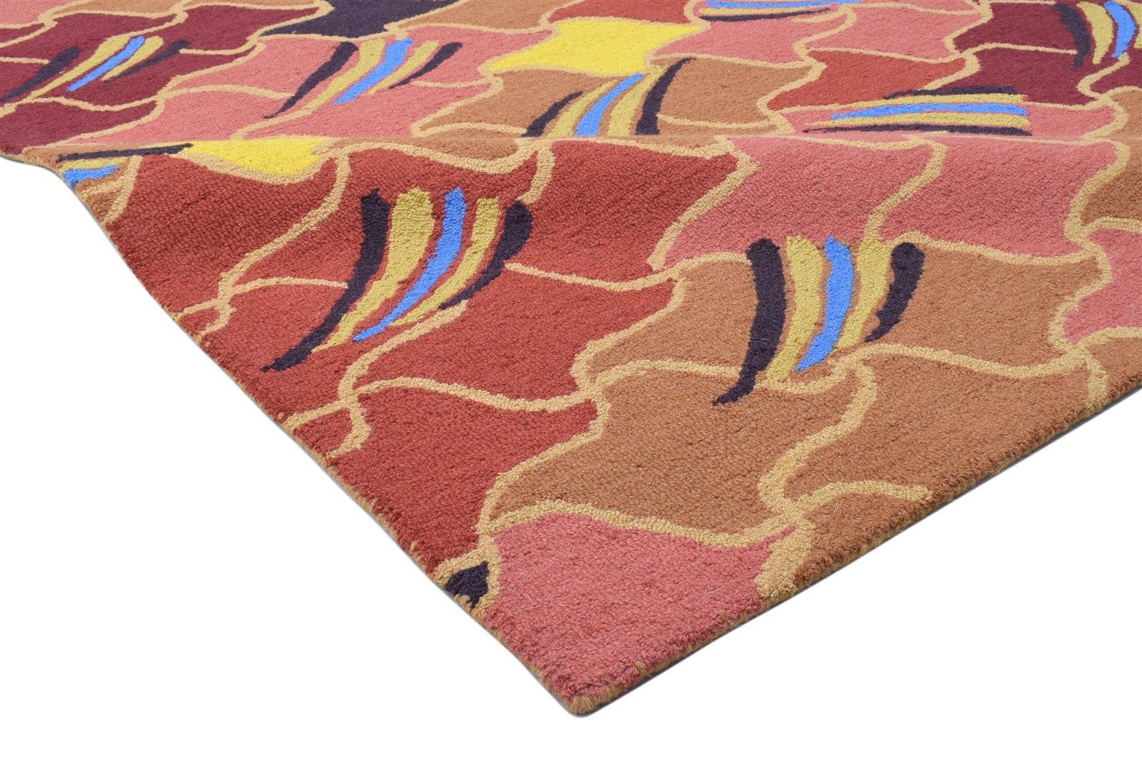 Sonia 100% Wool Red Rug 5' X 8' Modern Tufted Bohemian Abstract 7864490655893