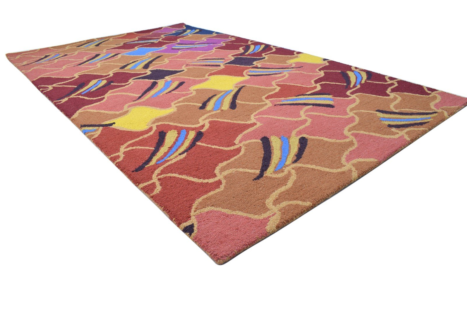 Sonia 100% Wool Red Rug 5' X 8' Modern Tufted Bohemian Abstract 7864490655893