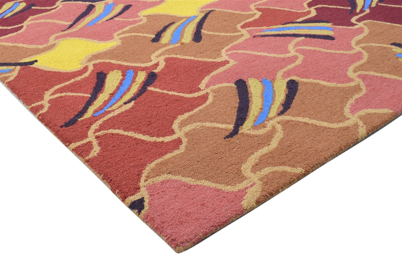 Sonia 100% Wool Red Rug 5' X 8' Modern Tufted Bohemian Abstract 7864490655893