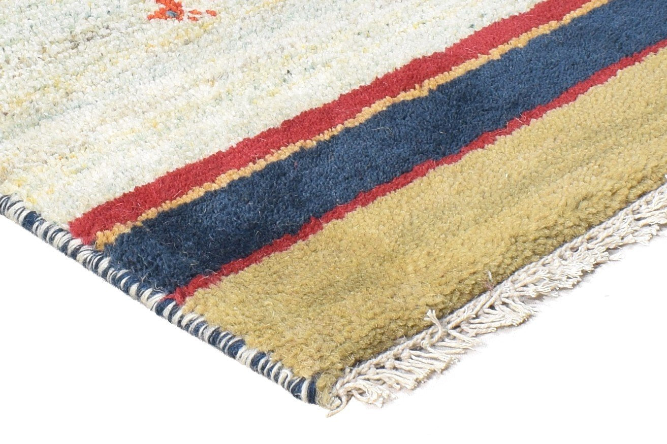 100% Wool Sage Rug 1' X 2' Tribal Hand Knotted Gabbeh Southwestern Small Carpet 7864509792405