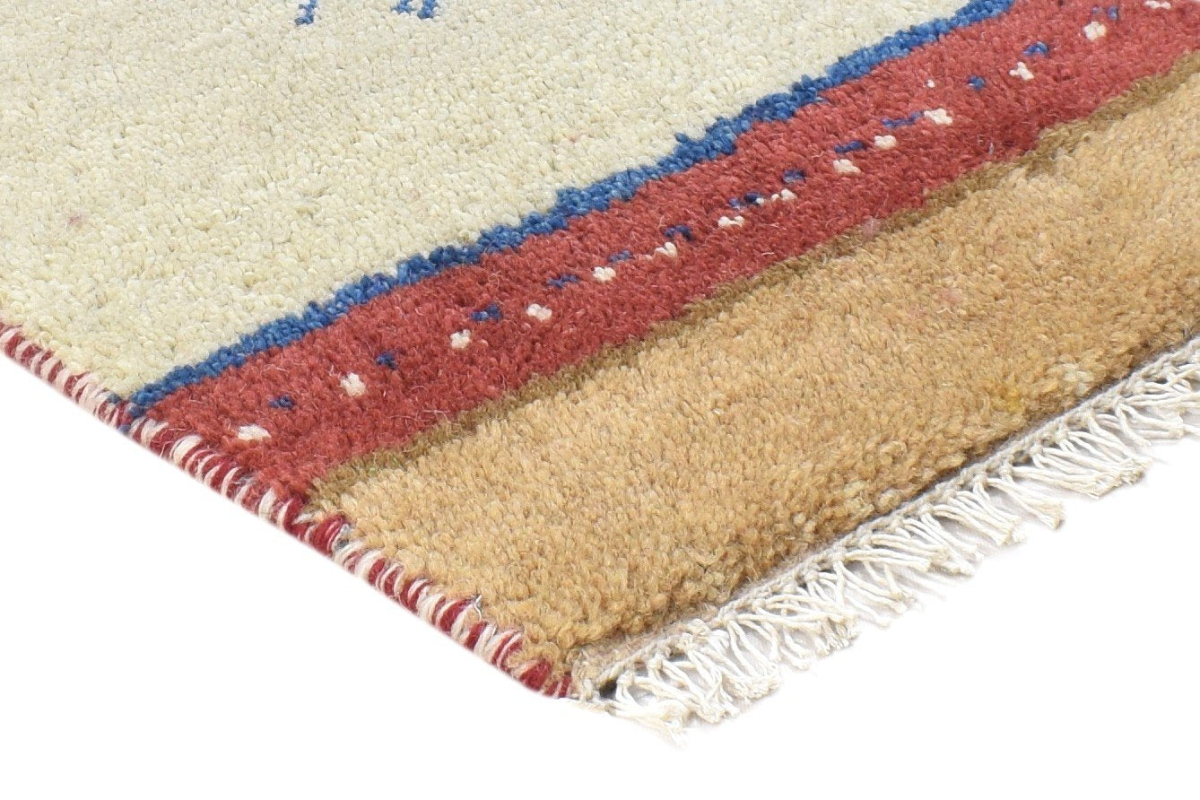 100% Wool Sage Rug 1' X 2' Tribal Hand Knotted Gabbeh Southwestern Small Carpet 7864500650133