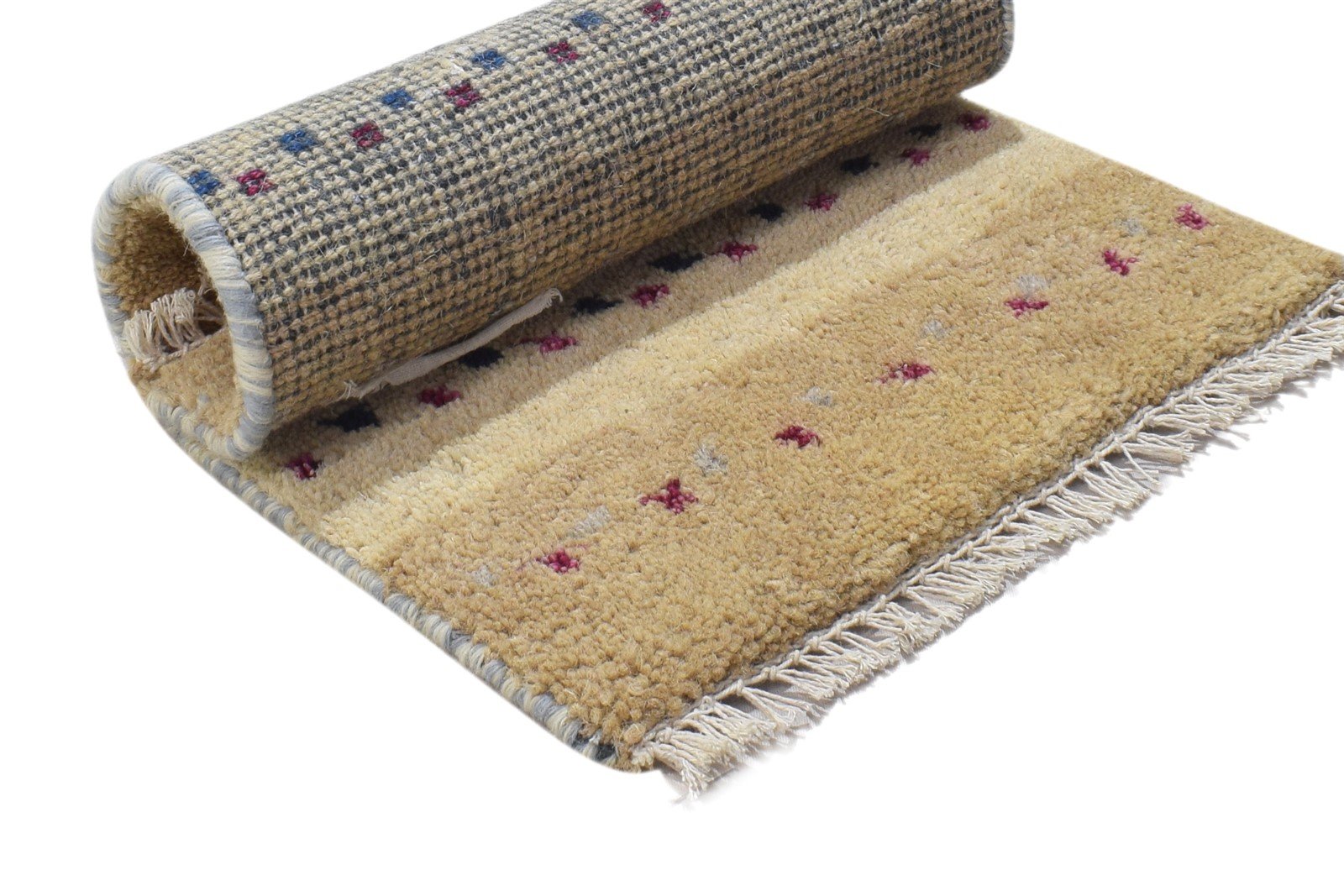 100% Wool Sand Rug 1' X 2' Persian Hand Knotted Gabbeh Southwestern Small Carpet 7864204329109