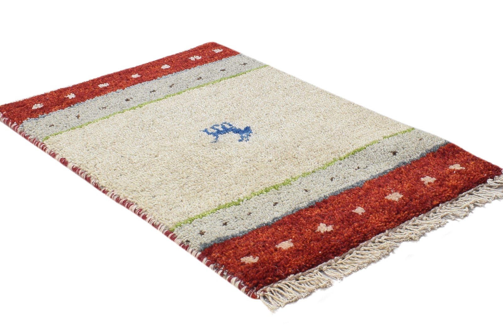 100% Wool Sand Rug 1' X 2' Persian Hand Knotted Gabbeh Southwestern Small Carpet 7864215732373