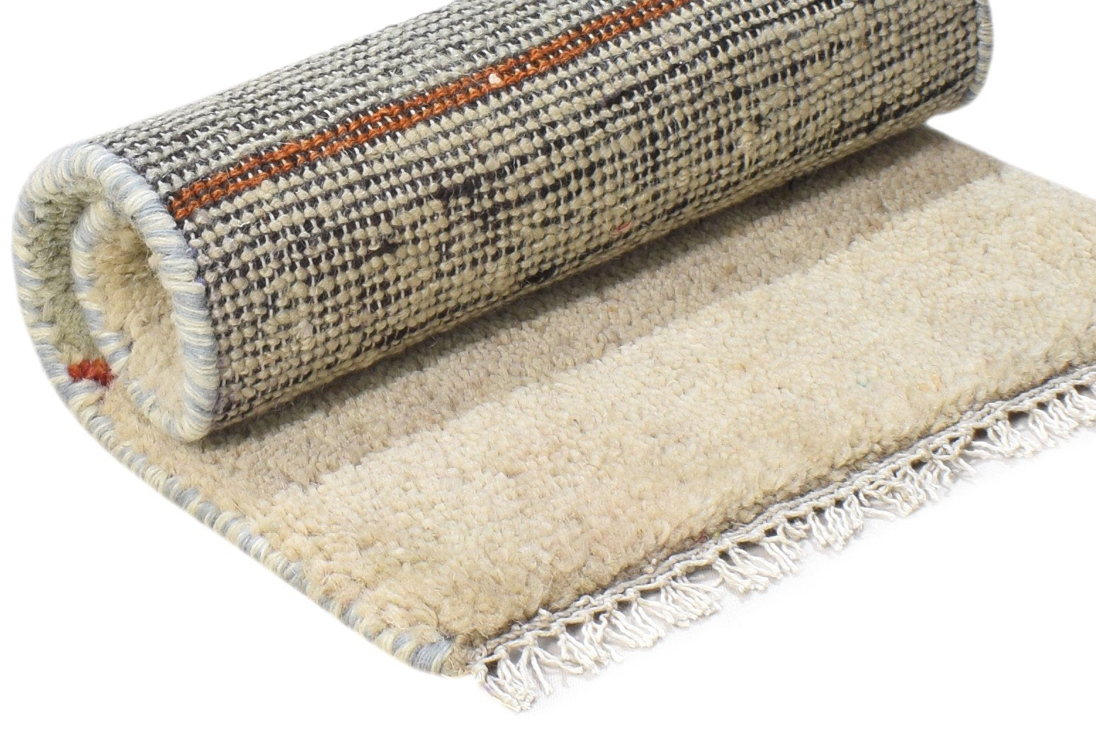 100% Wool Sand Rug 1' X 2' Tribal Hand Knotted Gabbeh Southwestern Small Carpet 7864499798165