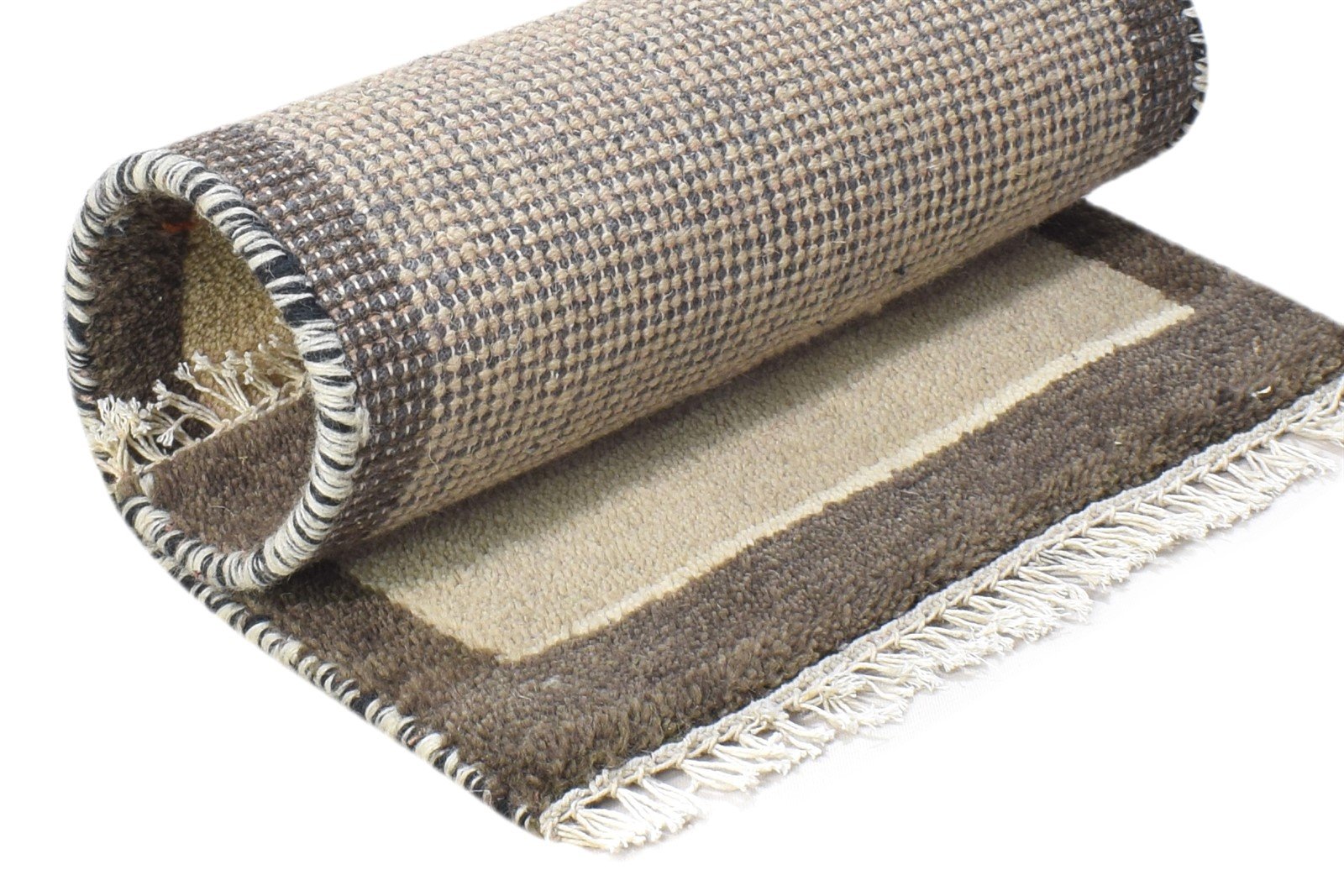 Flo 100% Wool Sand Rug 1' X 2' Tribal Hand Knotted Gabbeh Southwestern 7864501993621