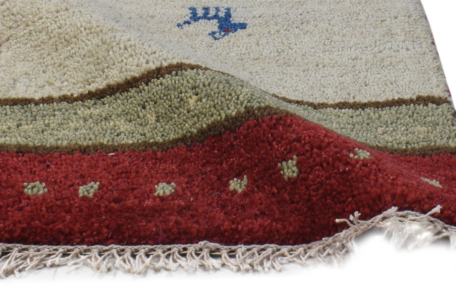 100% Wool Sand Rug 1' X 2' Tribal Hand Knotted Gabbeh Southwestern Small Carpet 7864499896469