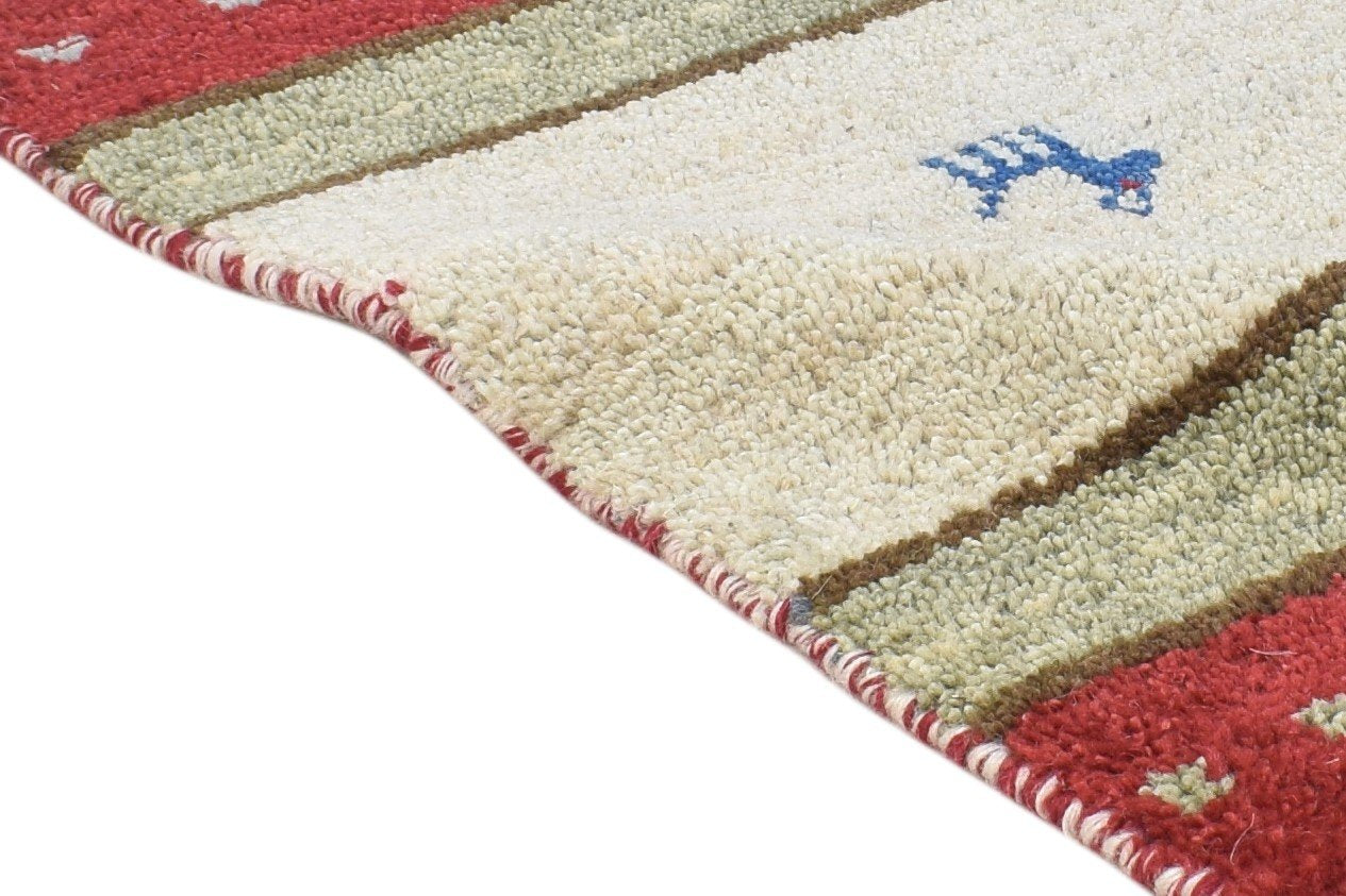 100% Wool Sand Rug 1' X 2' Tribal Hand Knotted Gabbeh Southwestern Small Carpet 7864499896469