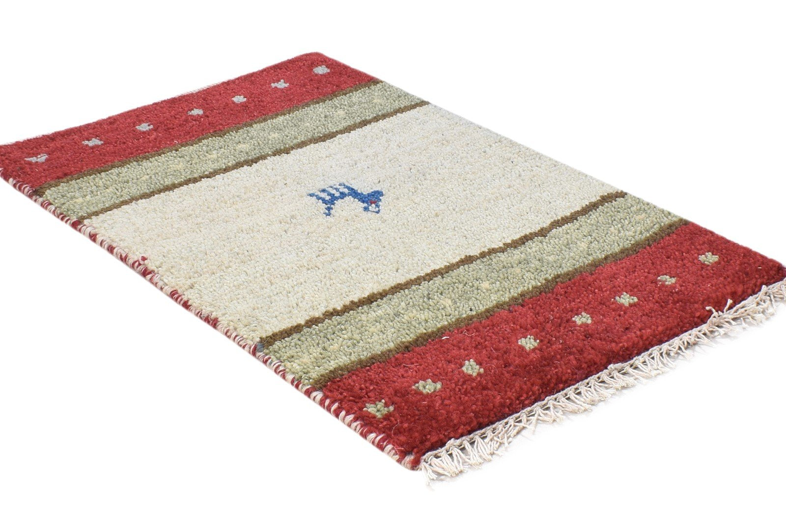 100% Wool Sand Rug 1' X 2' Tribal Hand Knotted Gabbeh Southwestern Small Carpet 7864499896469