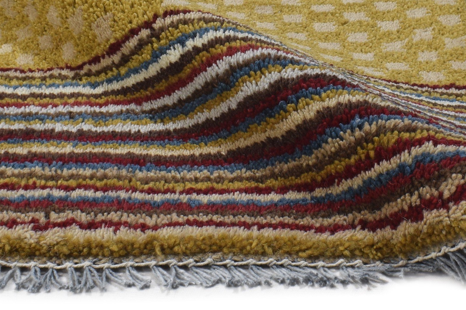 100% Wool Yellow Rug 1X2 Tribal Hand Knotted Gabbeh Southwestern Small Carpet 7864499667093