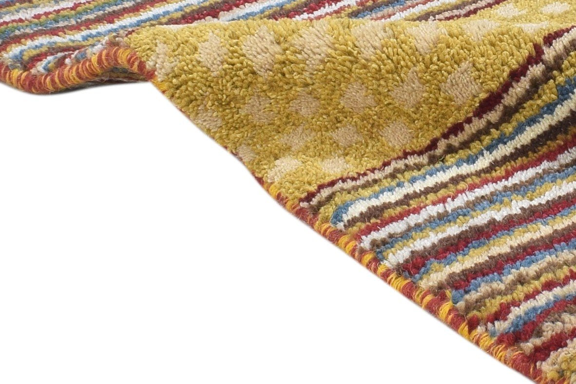 100% Wool Yellow Rug 1X2 Tribal Hand Knotted Gabbeh Southwestern Small Carpet 7864499667093