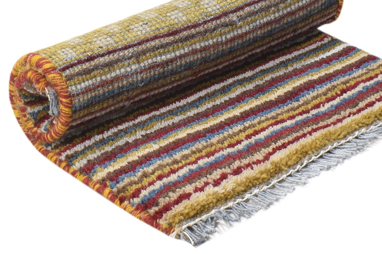 100% Wool Yellow Rug 1X2 Tribal Hand Knotted Gabbeh Southwestern Small Carpet 7864499667093