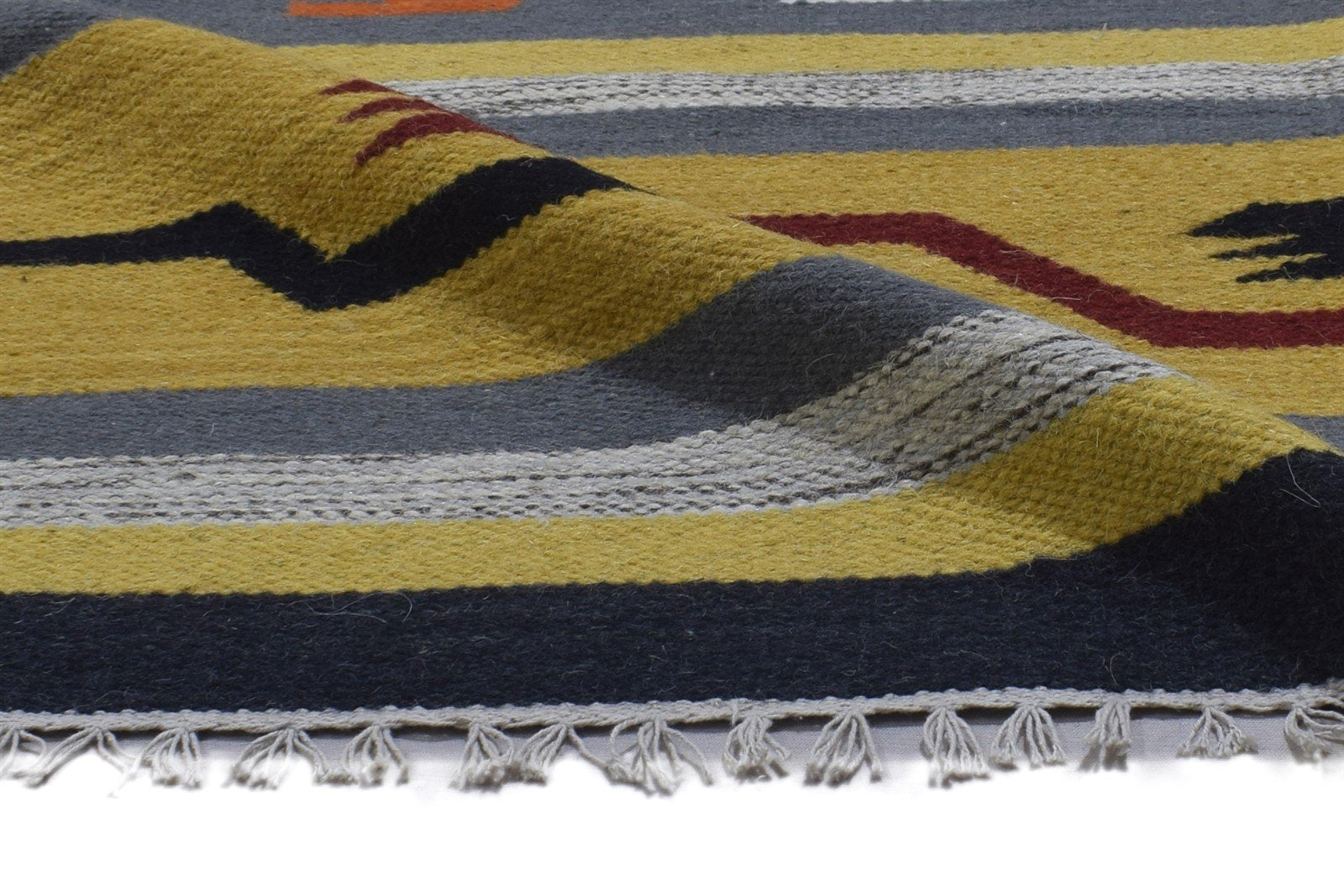 100% Wool Yellow Rug 3' X 6' Persien Dhurrie Oriental Tribal Room Size Carpet 7864348246165