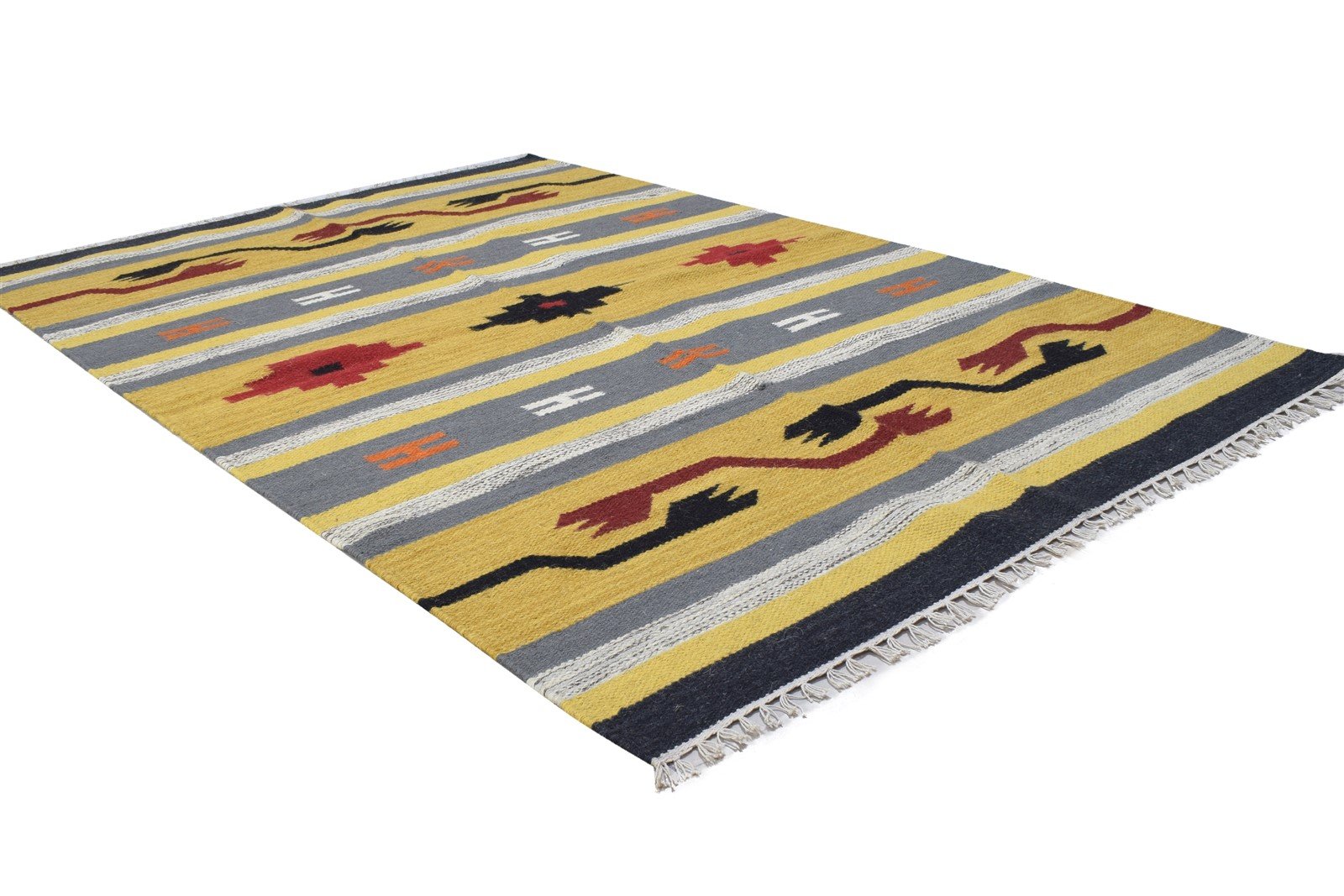 100% Wool Yellow Rug 3' X 6' Persien Dhurrie Oriental Tribal Room Size Carpet 7864348246165