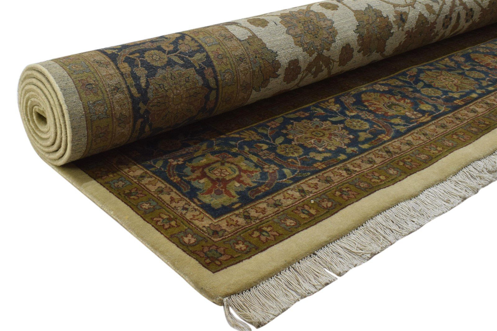 Hand Knotted Beige Wool Rug 8' X 10' Persian Agra Oriental Large Carpet Area Rug