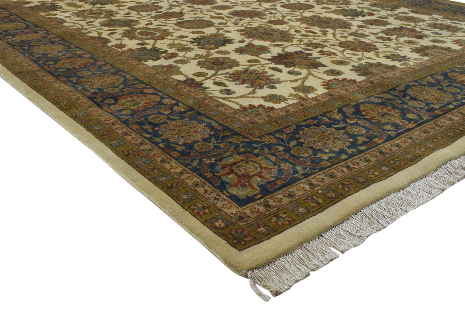 Hand Knotted Beige Wool Rug 8' X 10' Persian Agra Oriental Large Carpet Area Rug
