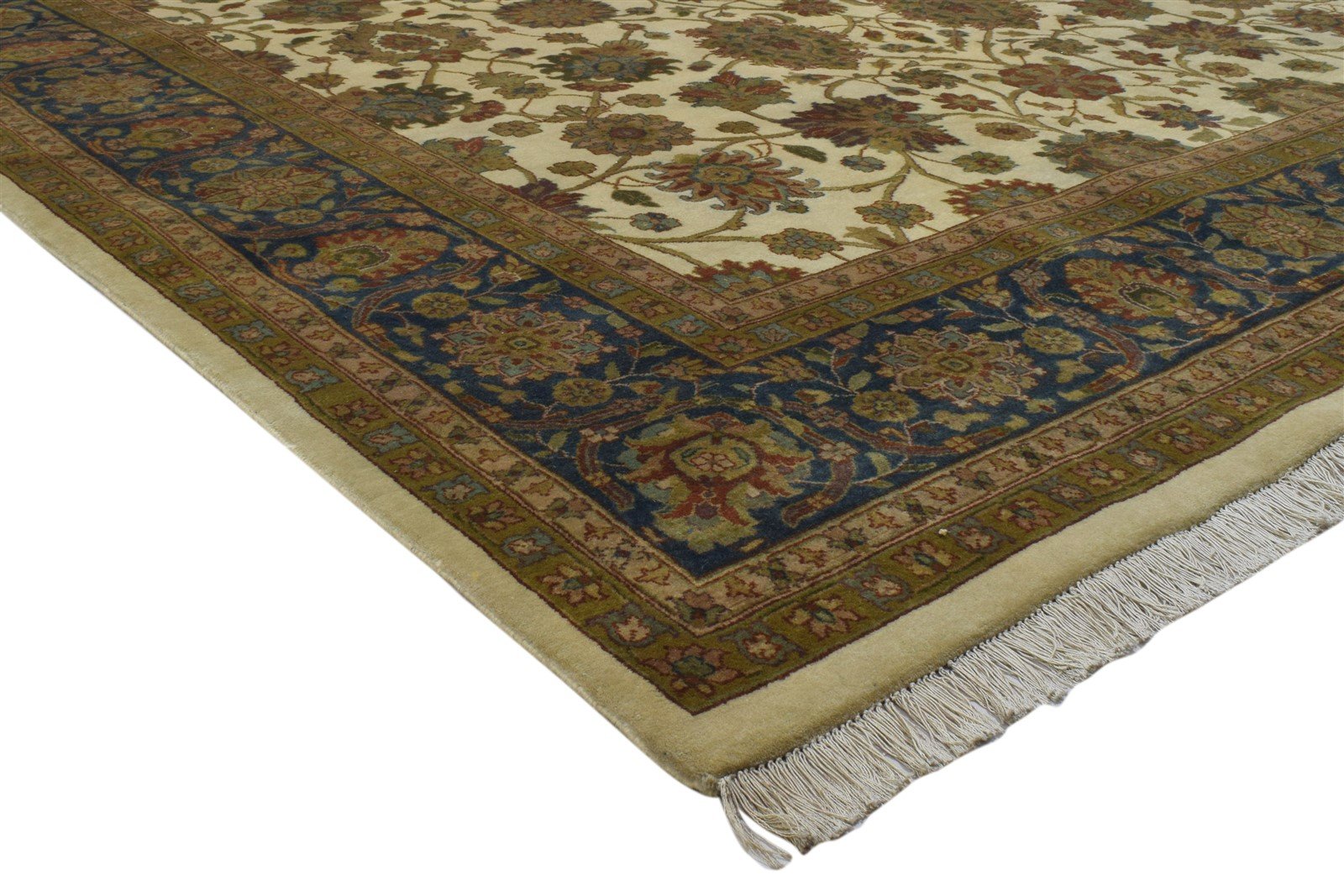 Hand Knotted Beige Wool Rug 8' X 10' Persian Agra Oriental Large Carpet Area Rug