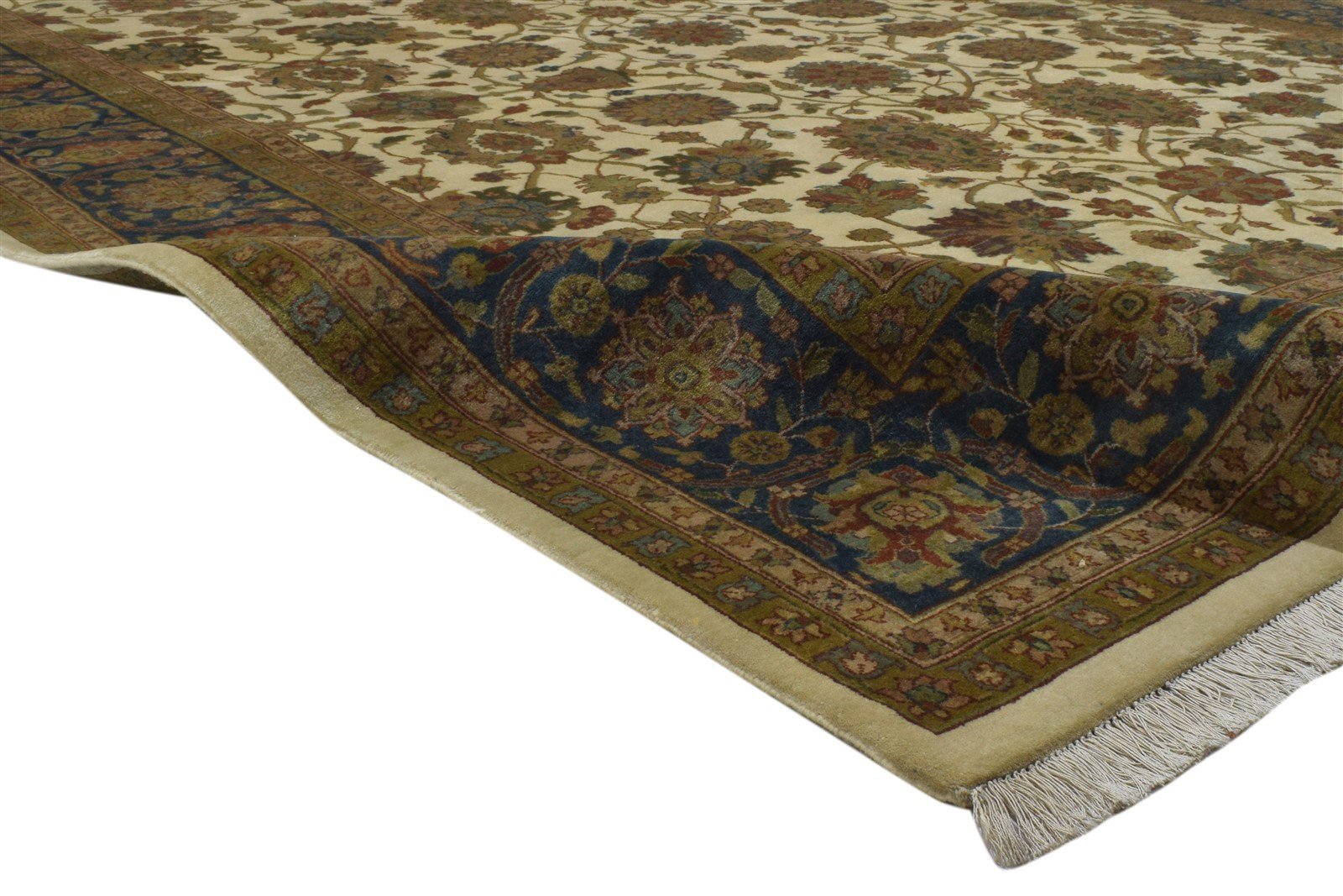 Hand Knotted Beige Wool Rug 8' X 10' Persian Agra Oriental Large Carpet Area Rug