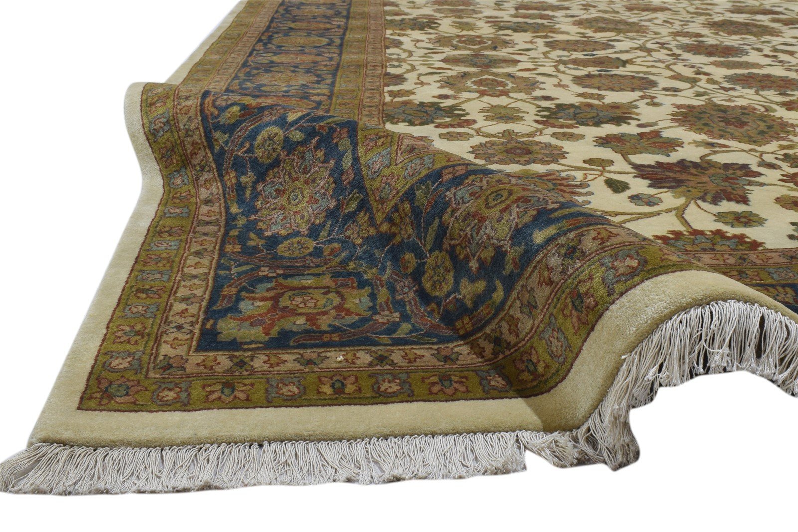 Hand Knotted Beige Wool Rug 8' X 10' Persian Agra Oriental Large Carpet Area Rug