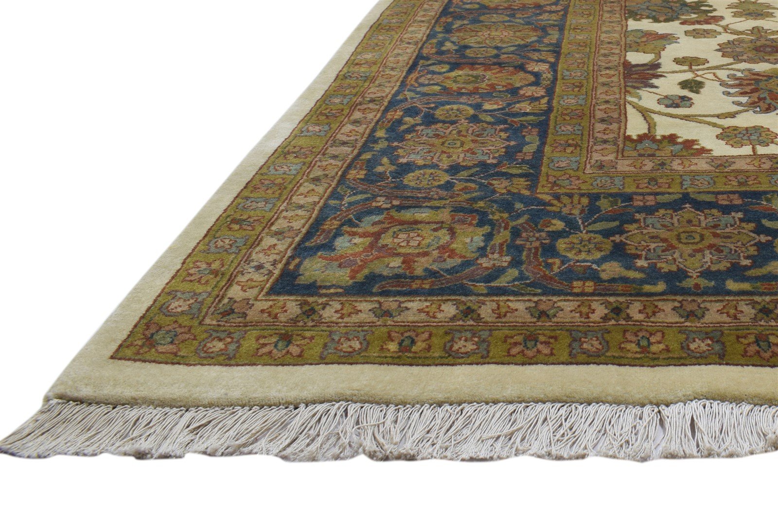 Hand Knotted Beige Wool Rug 8' X 10' Persian Agra Oriental Large Carpet Area Rug