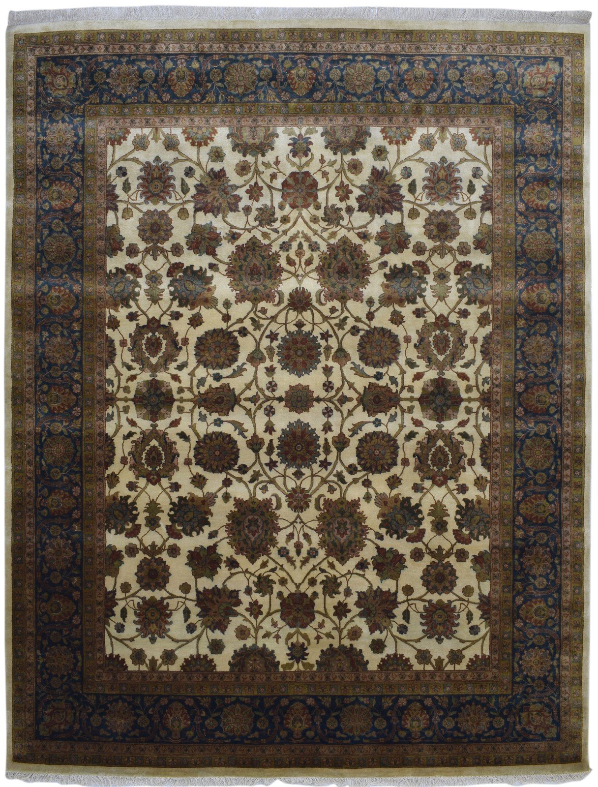 Hand Knotted Beige Wool Rug 8' X 10' Persian Agra Oriental Large Carpet Area Rug