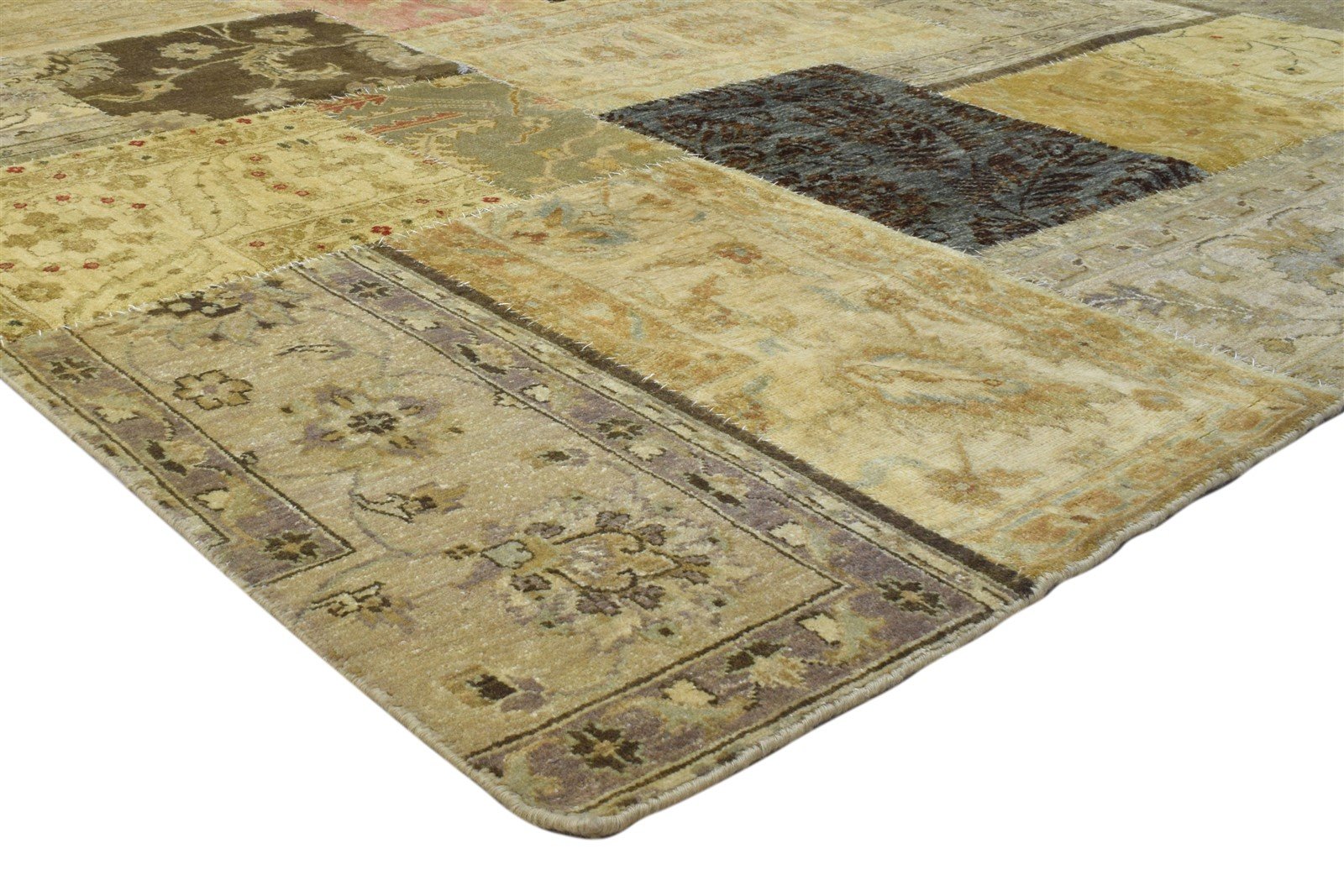 Wool Multi Color Rug 8X10 Persian Hand Knotted Oriental Patchwork Large Carpet Area Rug
