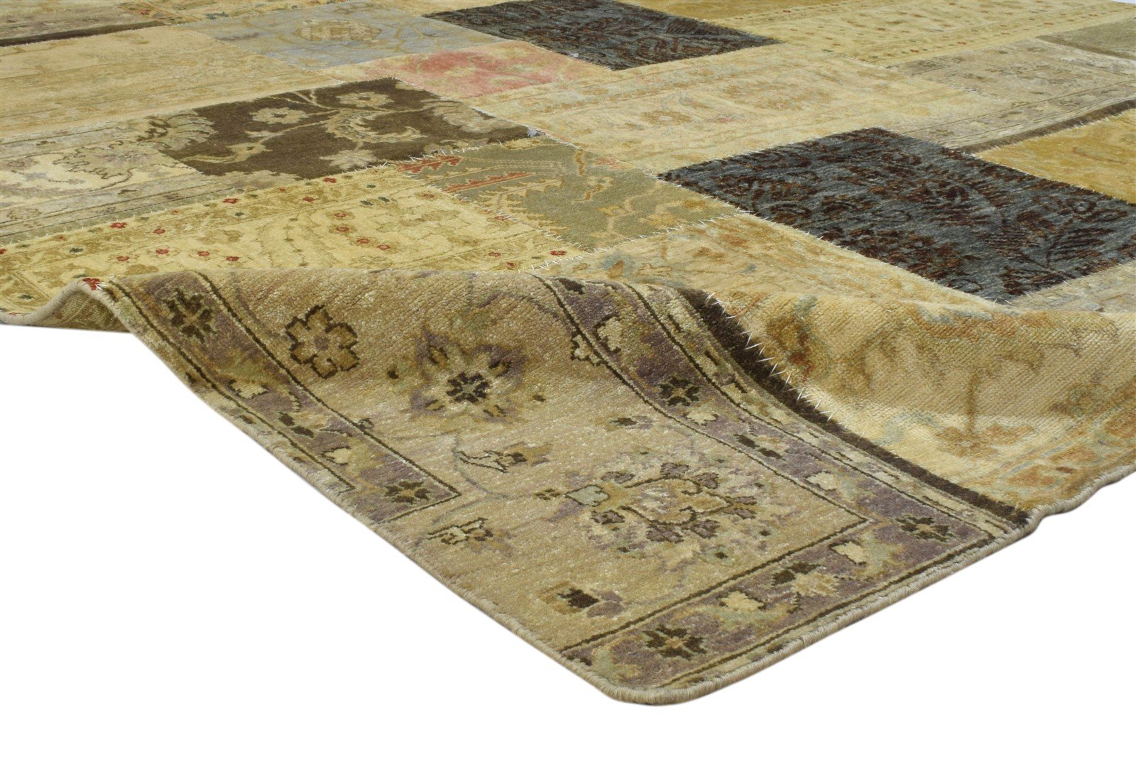 Wool Multi Color Rug 8X10 Persian Hand Knotted Oriental Patchwork Large Carpet Area Rug