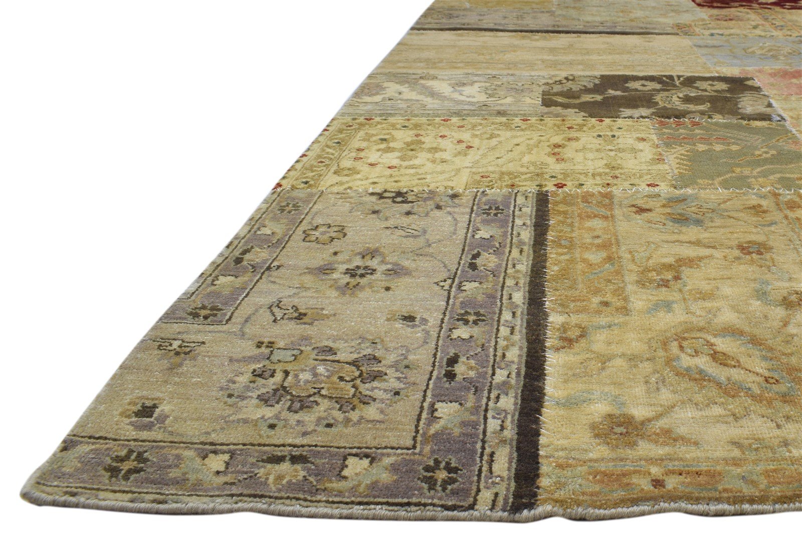 Wool Multi Color Rug 8X10 Persian Hand Knotted Oriental Patchwork Large Carpet Area Rug