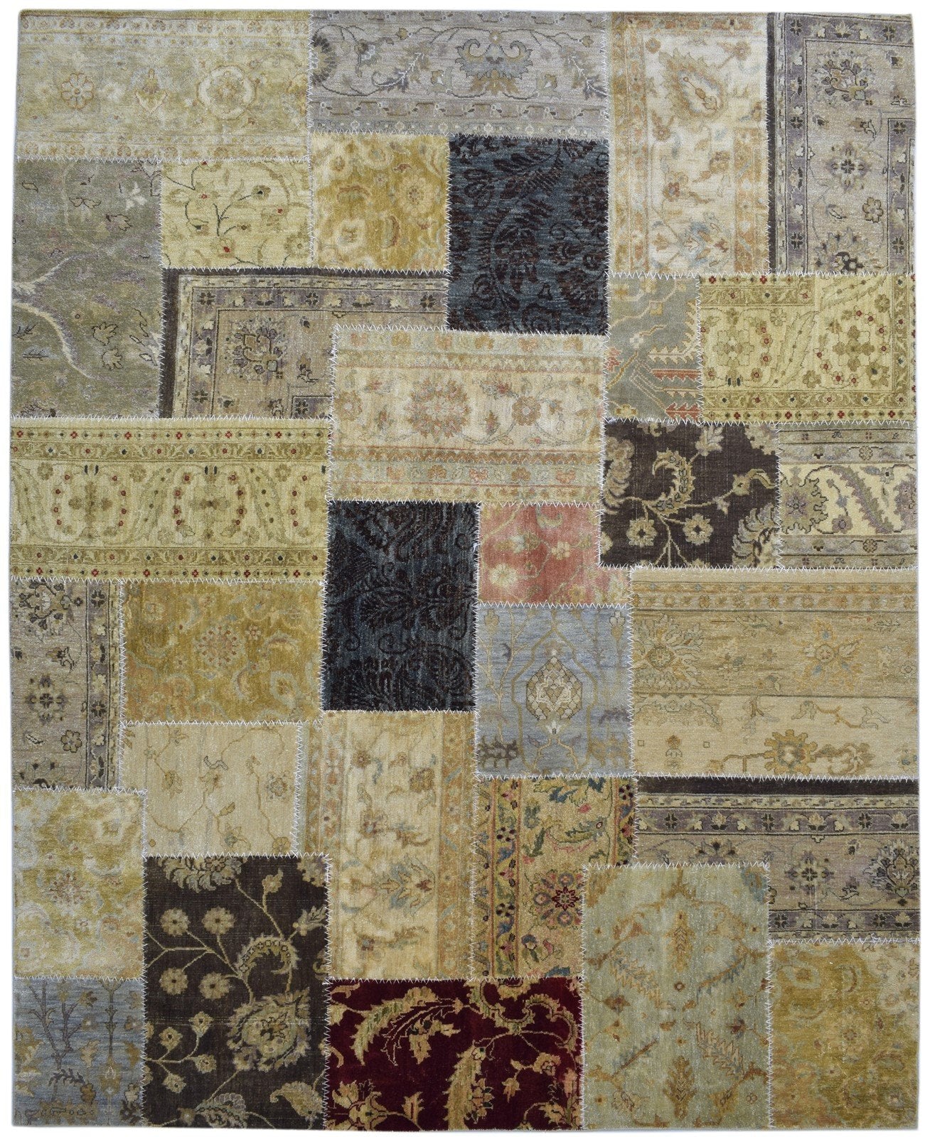 Wool Multi Color Rug 8X10 Persian Hand Knotted Oriental Patchwork Large Carpet Area Rug