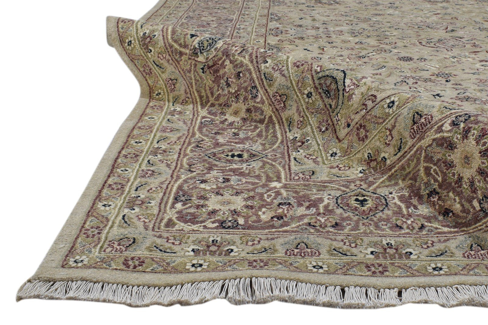 Wool Beige Rug 8' X 10' Persian Hand Knotted Kashan Oriental Large Carpet Area Rug