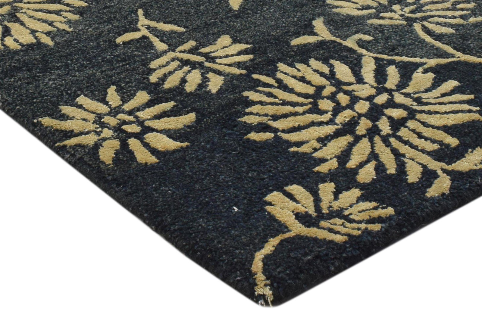 2' X 3' Rug Wool Charcoal Modern Hand Tufted French Floral Small Carpet Area Rug