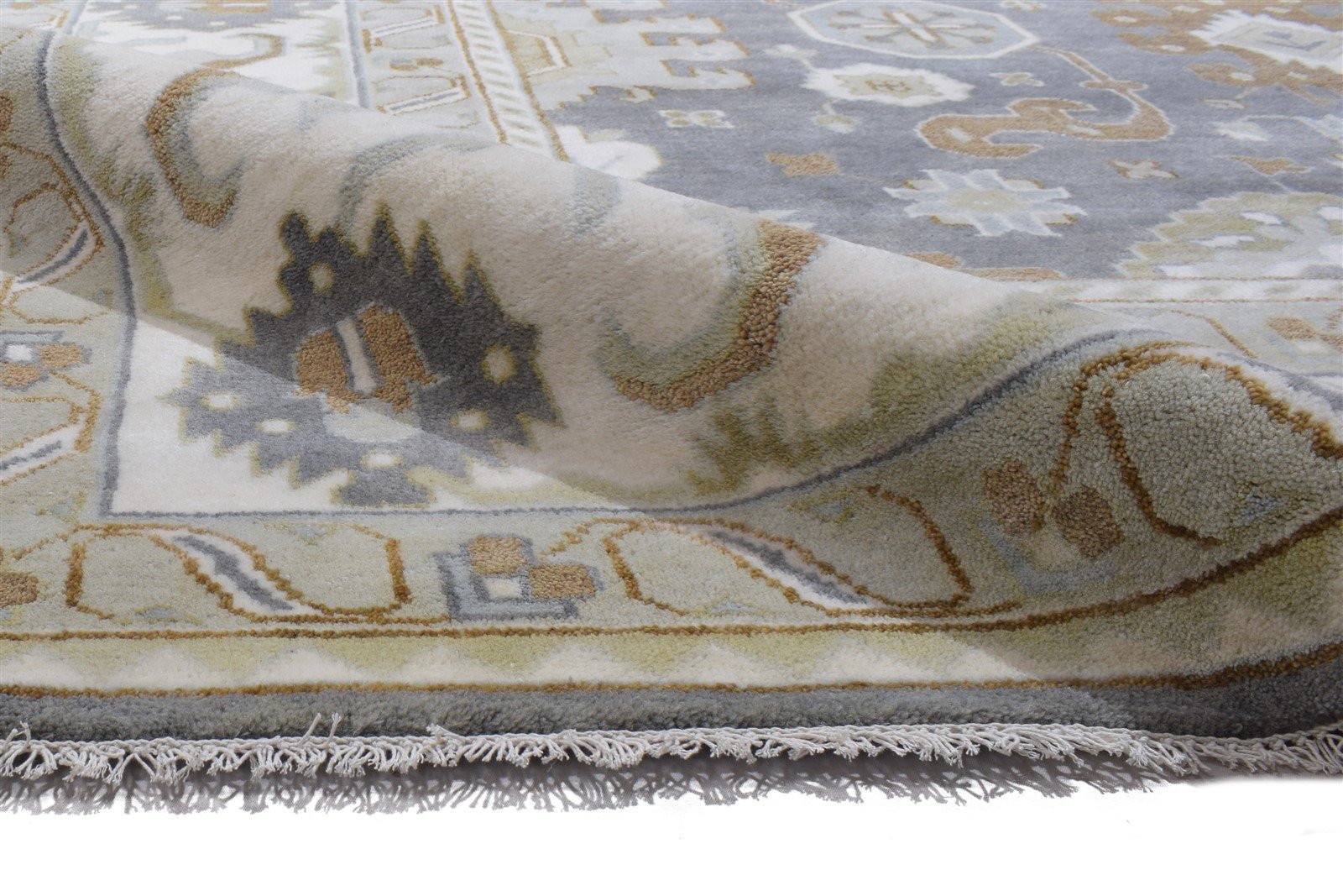 Shanna 10X14 Rug Wool Dark Grey Persien Hand Knotted Oushak Oriental 7864327340181