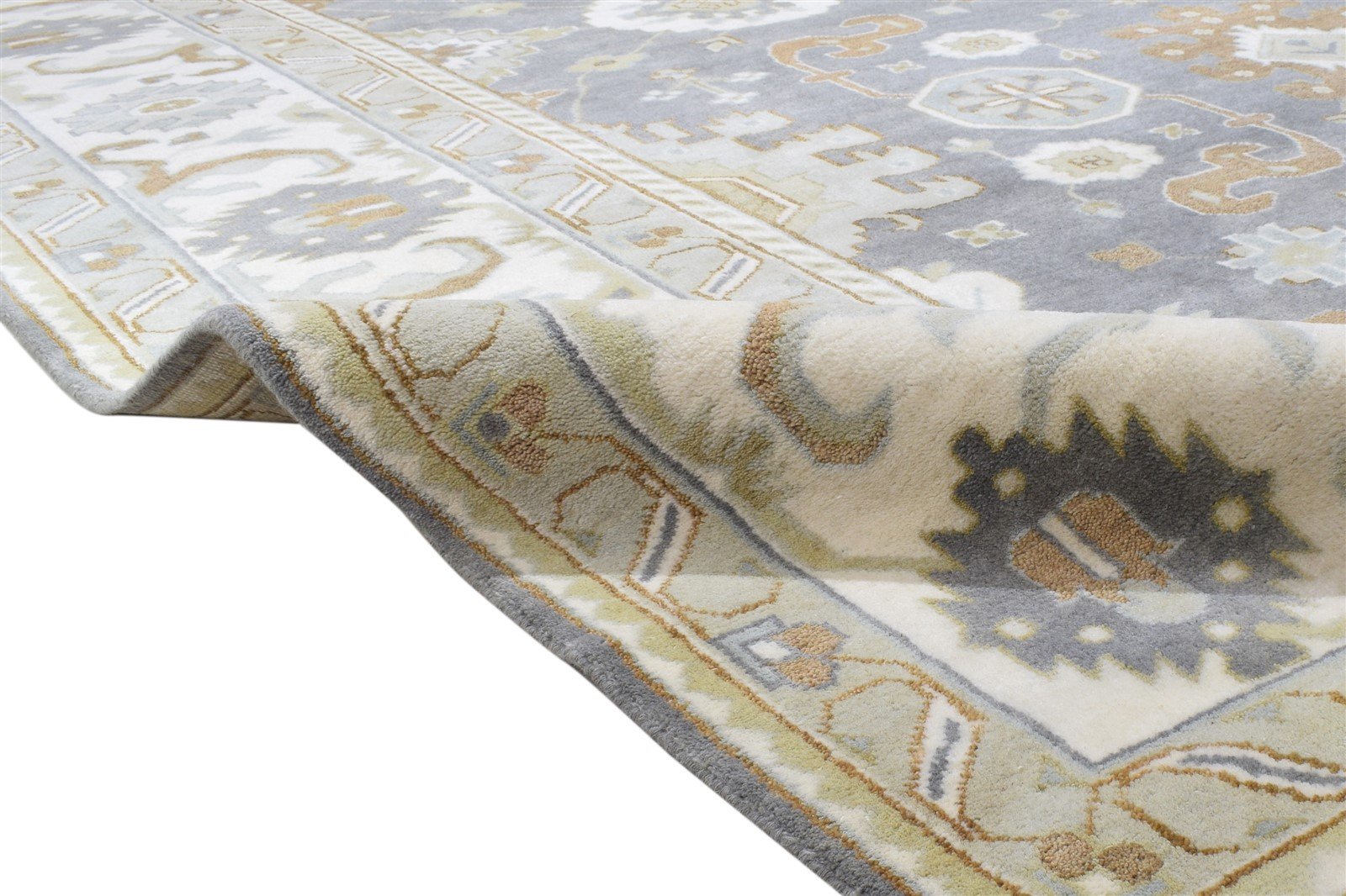 Shanna 10X14 Rug Wool Dark Grey Persien Hand Knotted Oushak Oriental 7864327340181