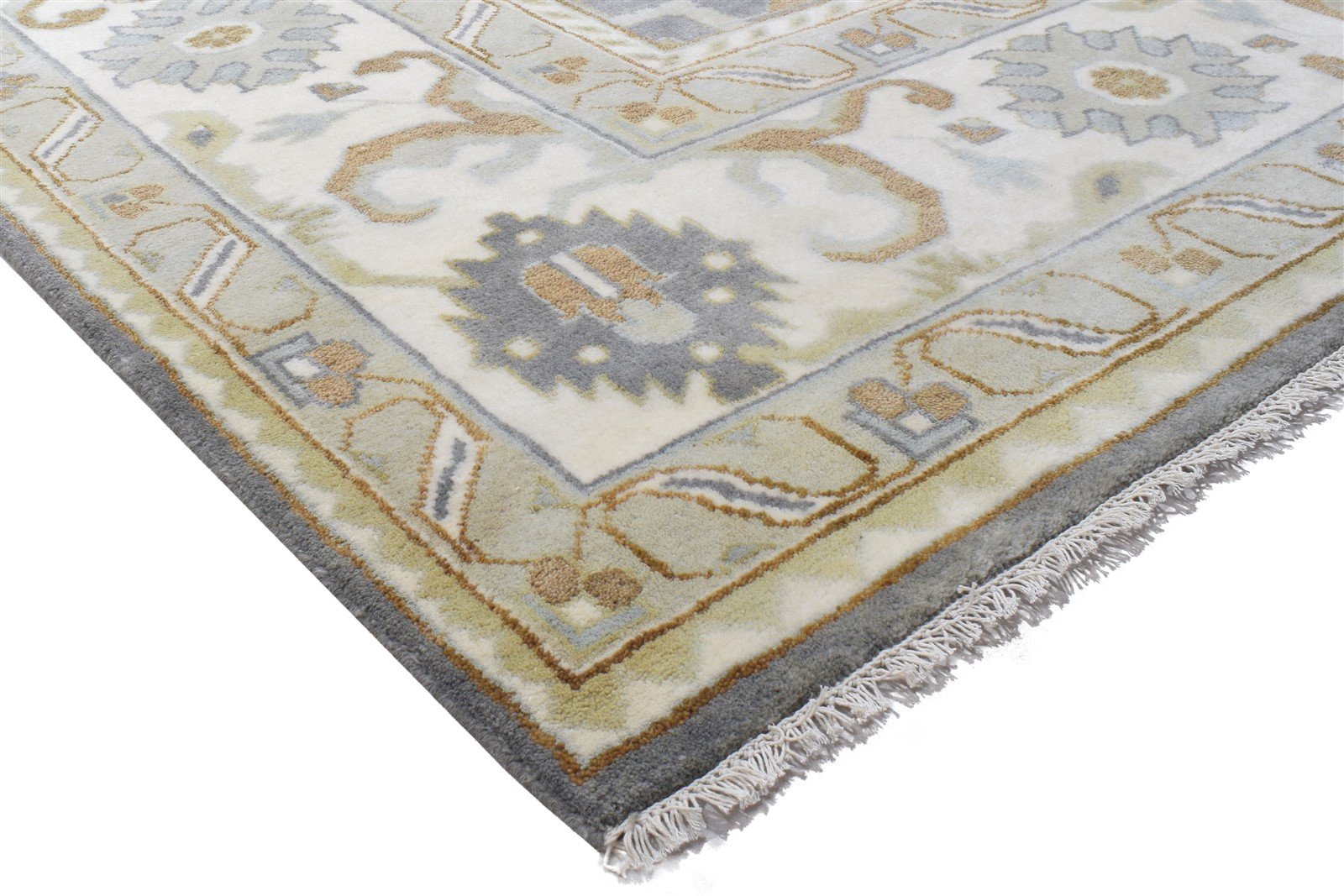 Shanna 10X14 Rug Wool Dark Grey Persien Hand Knotted Oushak Oriental 7864327340181