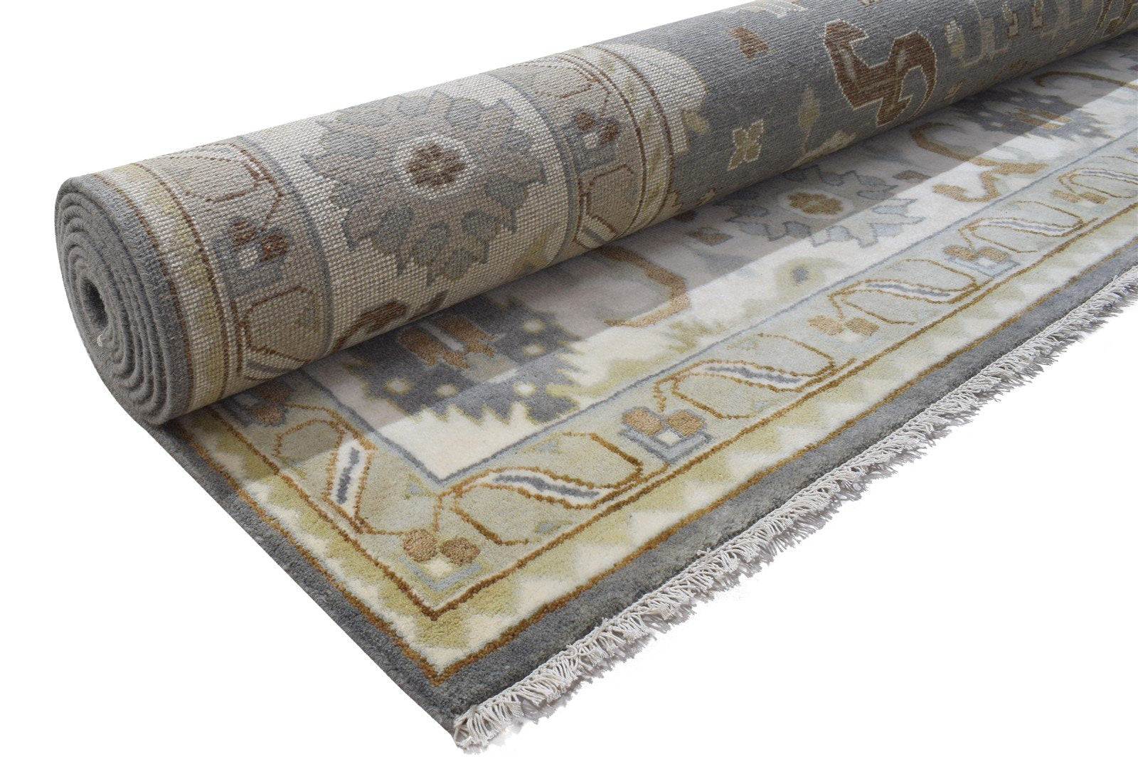 Shanna 10X14 Rug Wool Dark Grey Persien Hand Knotted Oushak Oriental 7864327340181