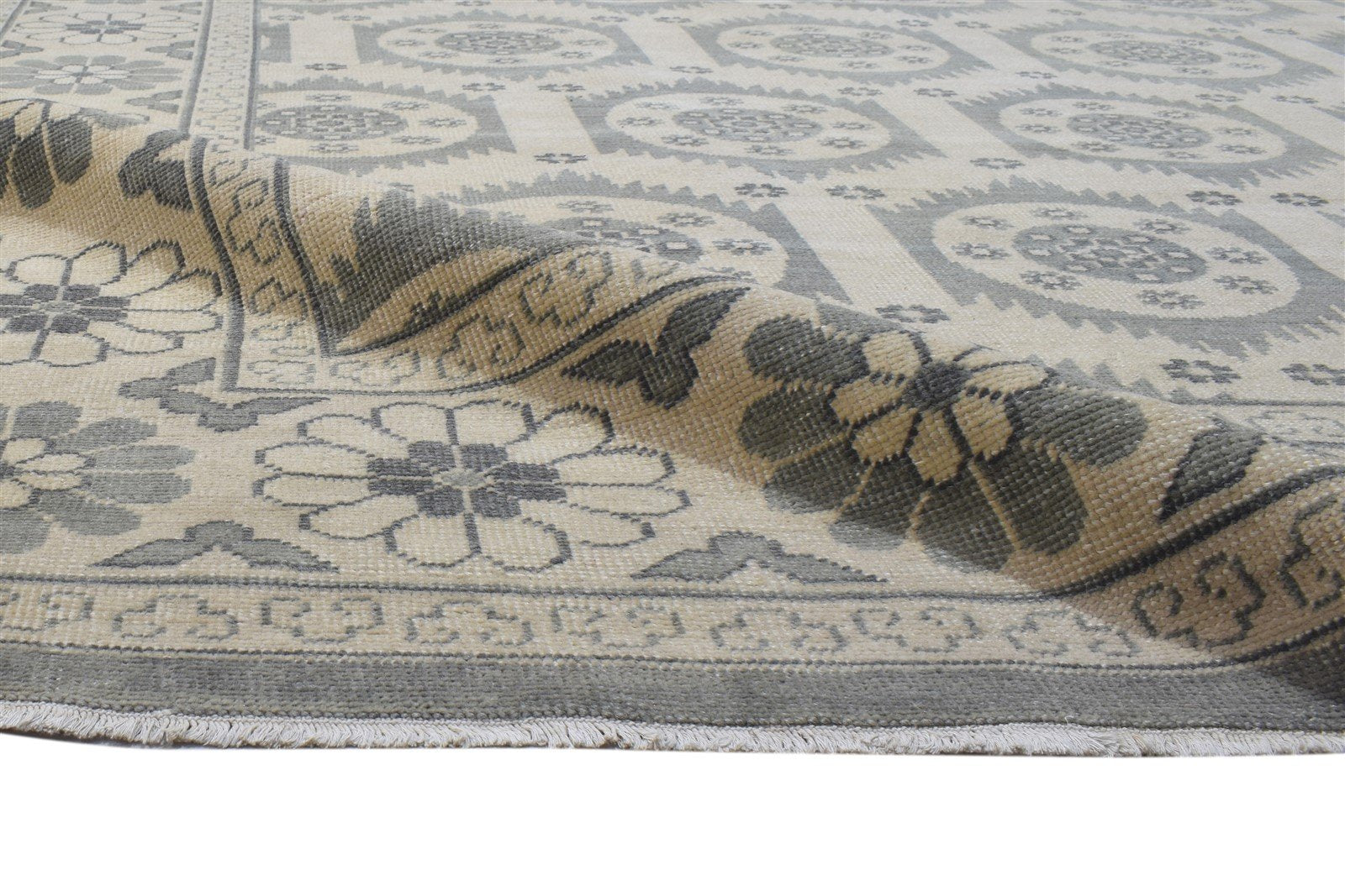 10X14 Rug Wool Grey Persian Hand Knotted Oriental William Morris Extra Large 7864104550549