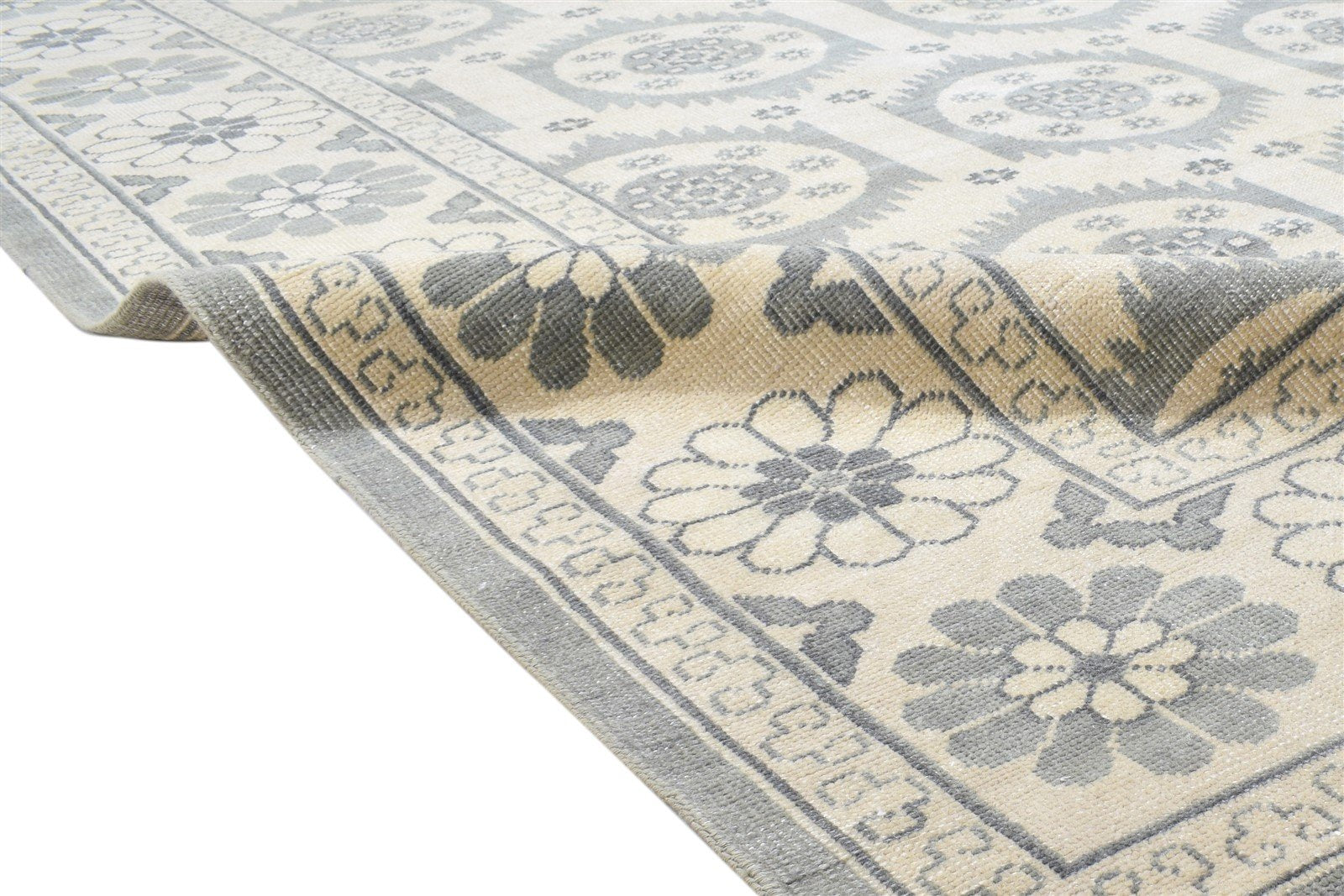 10X14 Rug Wool Grey Persian Hand Knotted Oriental William Morris Extra Large 7864104550549