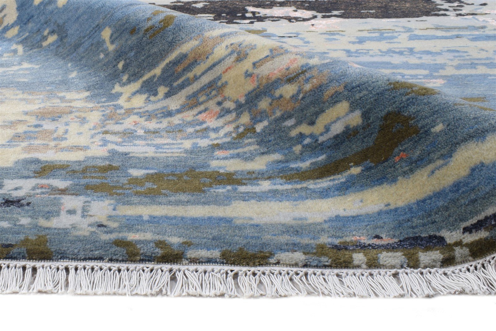 10X14 Rug Wool / Silk Blue Modern Hand Knotted American Abstract Extra Large 7864616943765