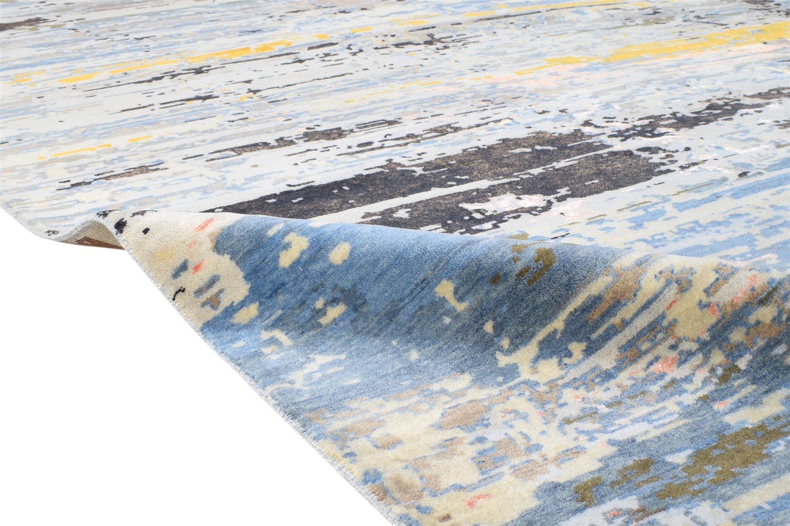 10X14 Rug Wool / Silk Blue Modern Hand Knotted American Abstract Extra Large 7864616943765