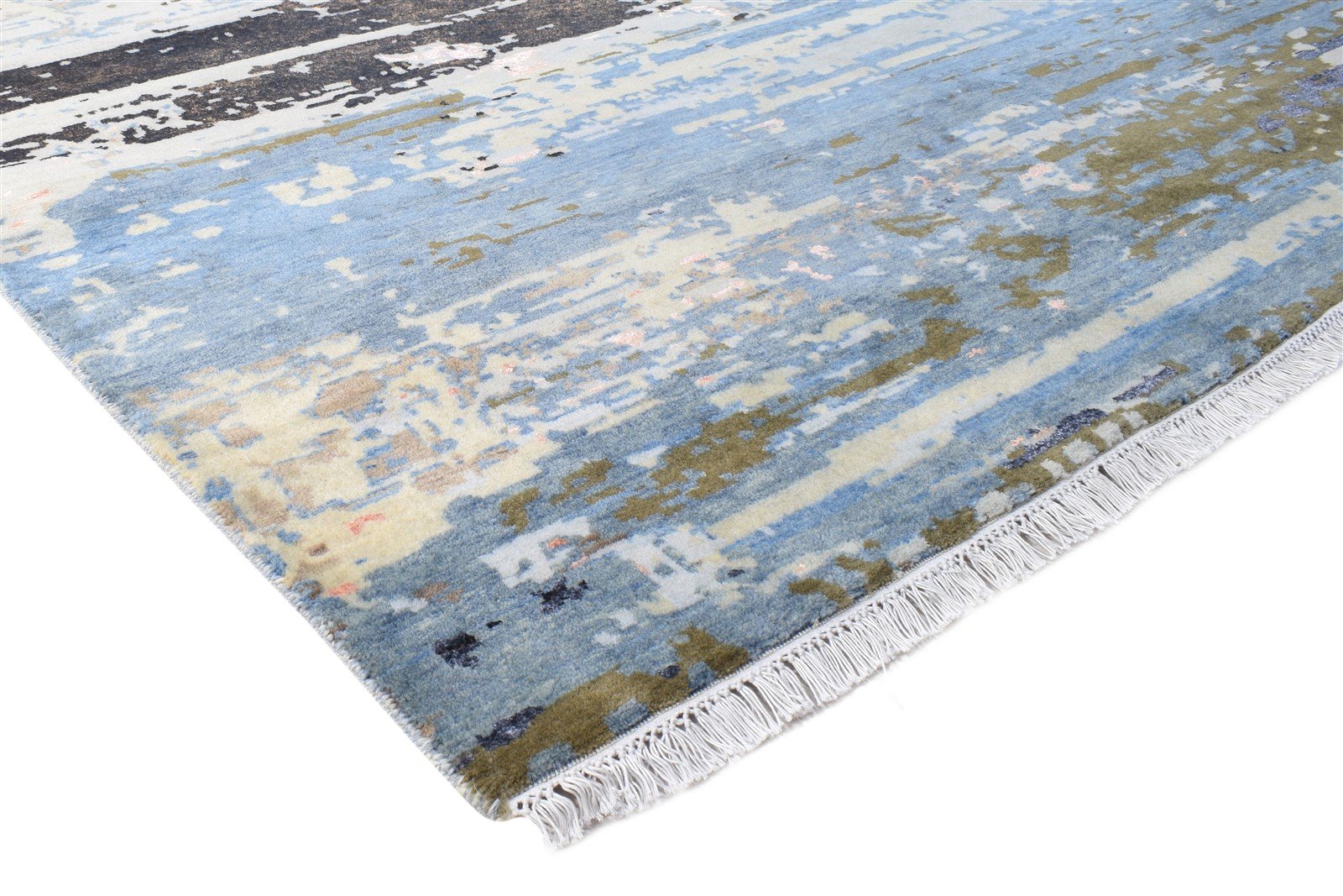10X14 Rug Wool / Silk Blue Modern Hand Knotted American Abstract Extra Large 7864616943765