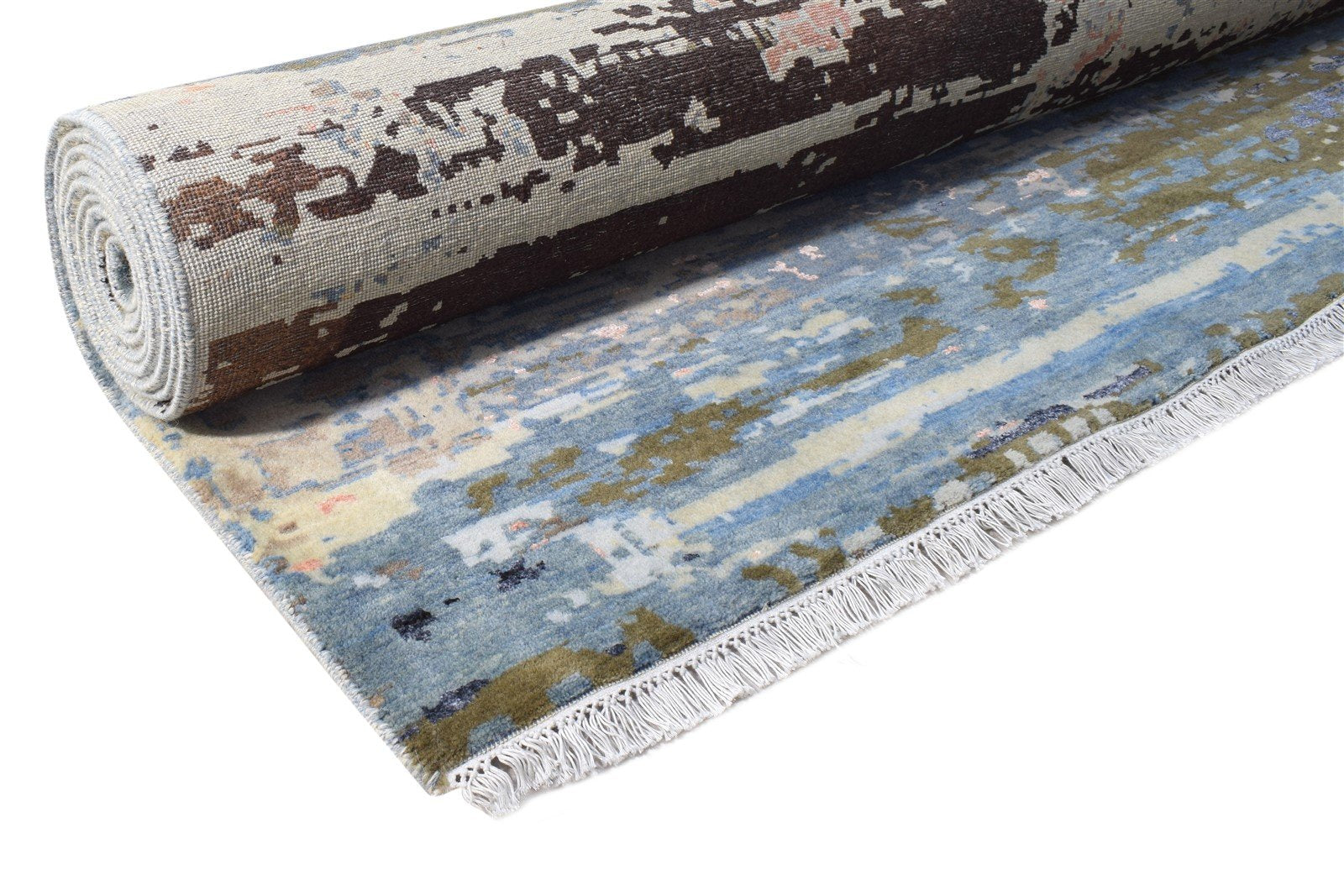 10X14 Rug Wool / Silk Blue Modern Hand Knotted American Abstract Extra Large 7864616943765