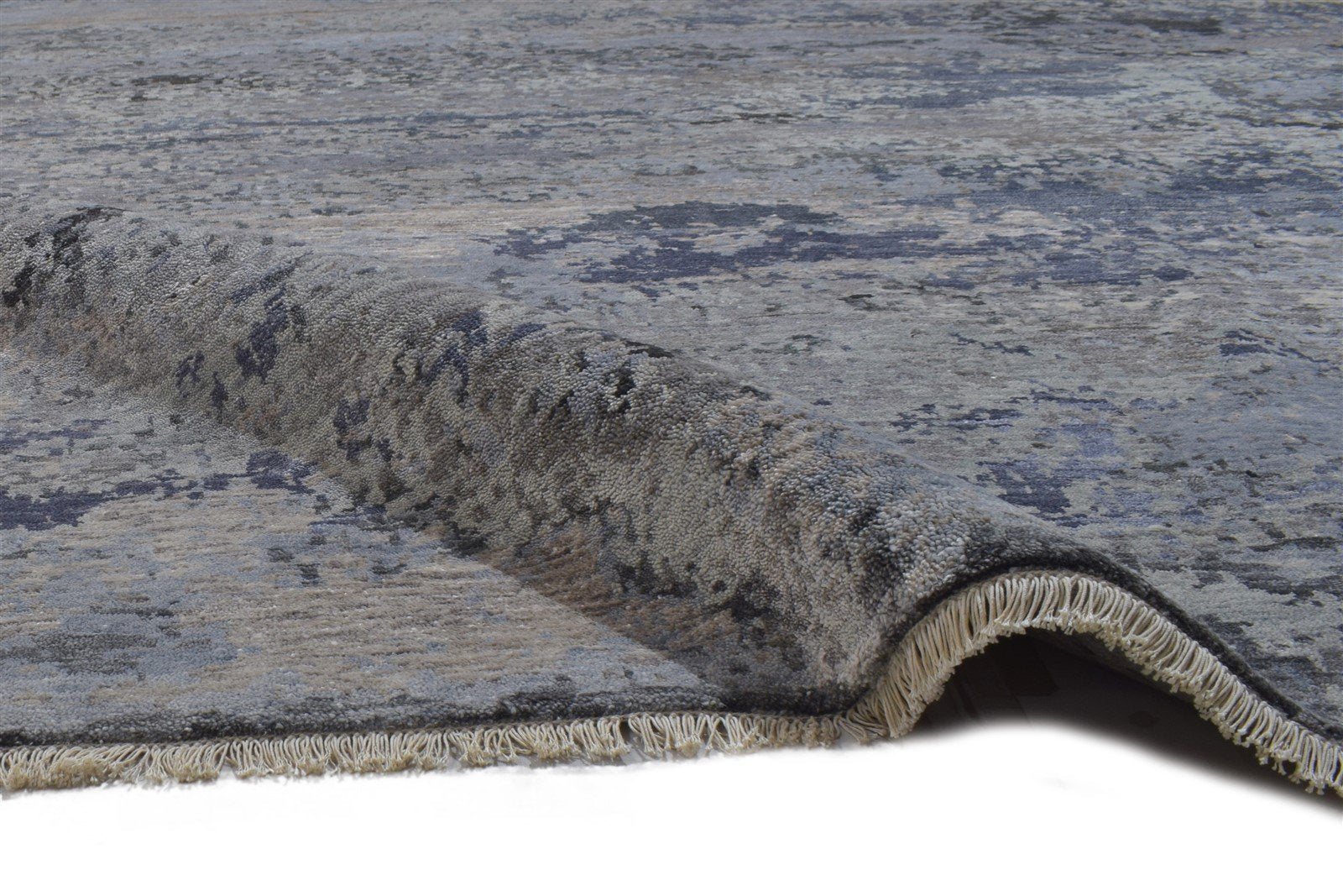 10X14 Rug Wool / Silk Grey Modern Hand Knotted Indian Abstract Extra Large 7864315773077