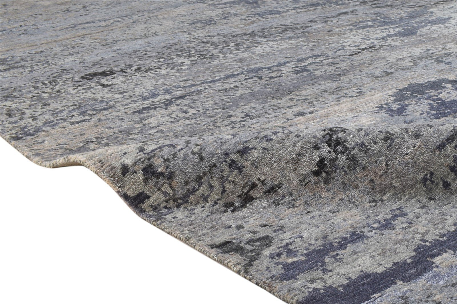10X14 Rug Wool / Silk Grey Modern Hand Knotted Indian Abstract Extra Large 7864315773077