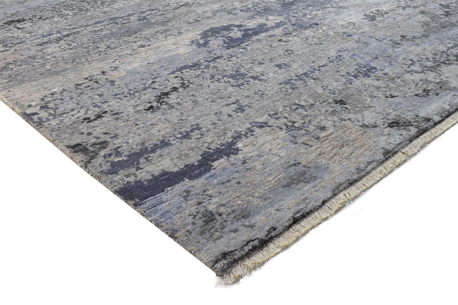 10X14 Rug Wool / Silk Grey Modern Hand Knotted Indian Abstract Extra Large 7864315773077