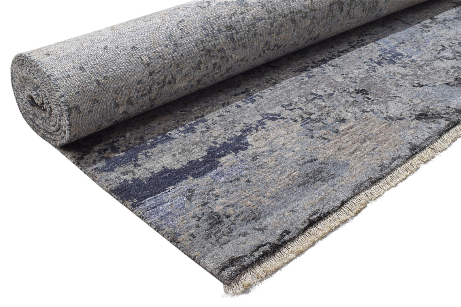 10X14 Rug Wool / Silk Grey Modern Hand Knotted Indian Abstract Extra Large 7864315773077
