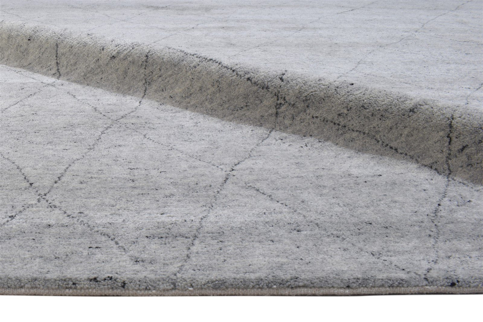 10X14 Rug Wool / Silk Grey Modern Hand Knotted Moroccan Diamond Extra Large 7864102453397