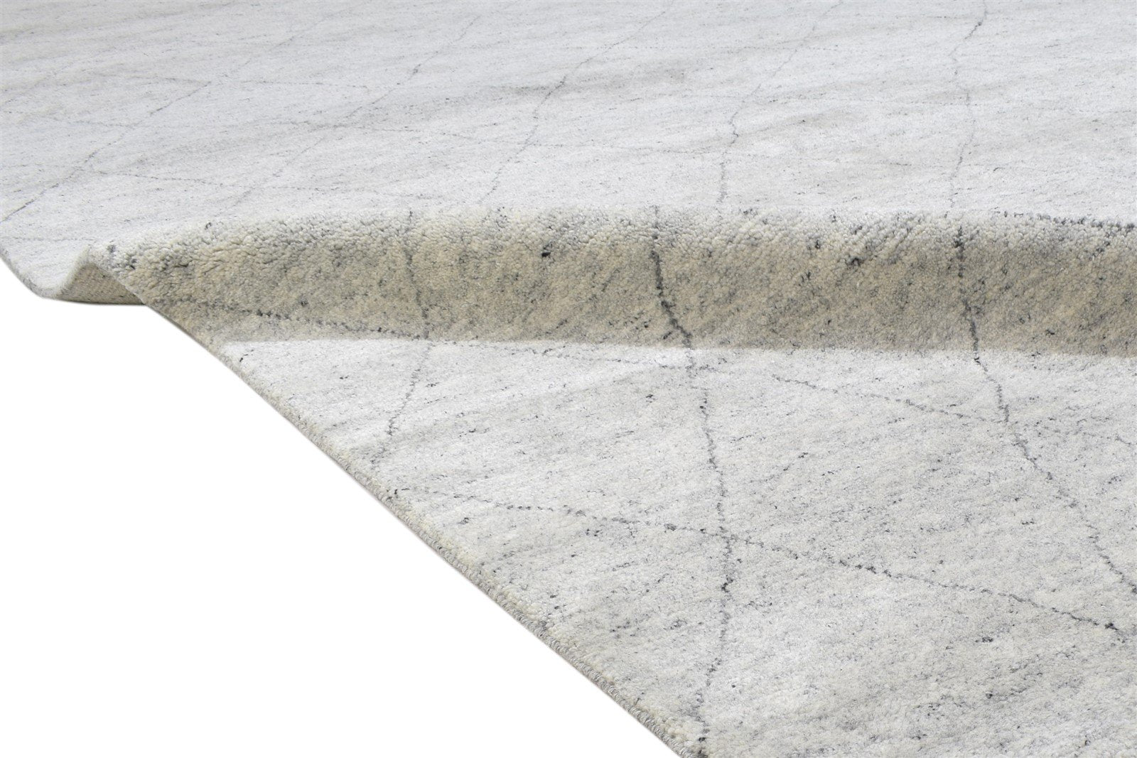 10X14 Rug Wool / Silk Grey Modern Hand Knotted Moroccan Diamond Extra Large 7864102453397