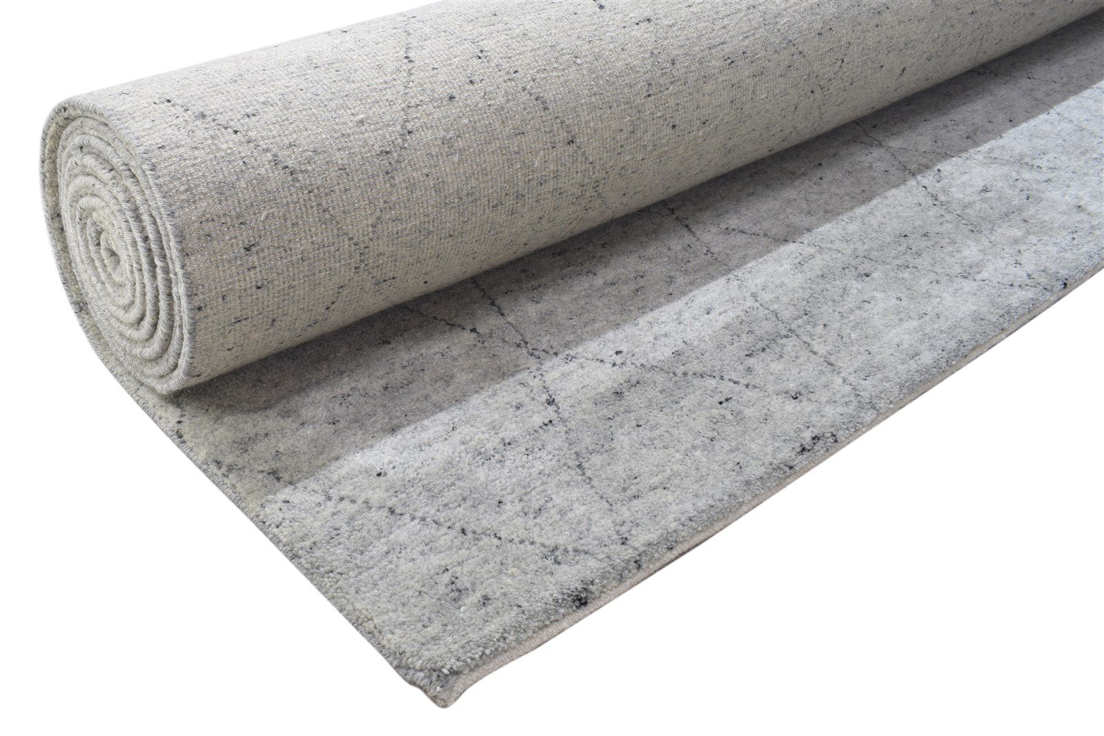10X14 Rug Wool / Silk Grey Modern Hand Knotted Moroccan Diamond Extra Large 7864102453397