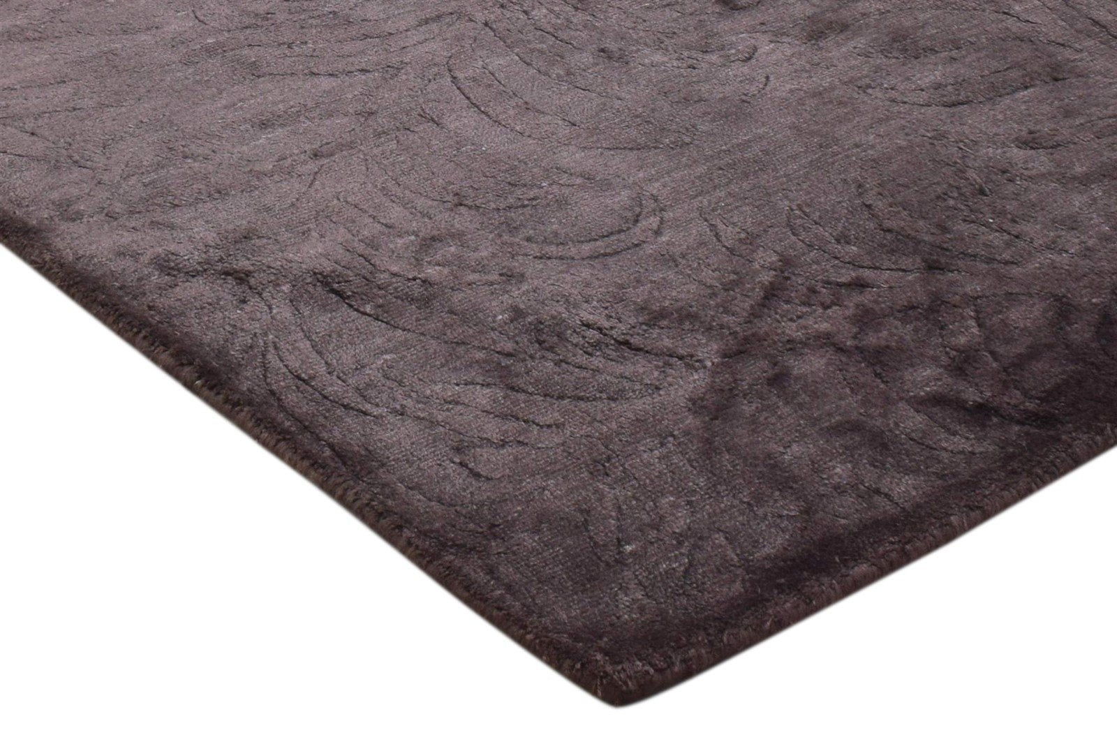 Charcoal Silk Rug 2' X 3' Modern Handloom French Floral Small Carpet Area Rug
