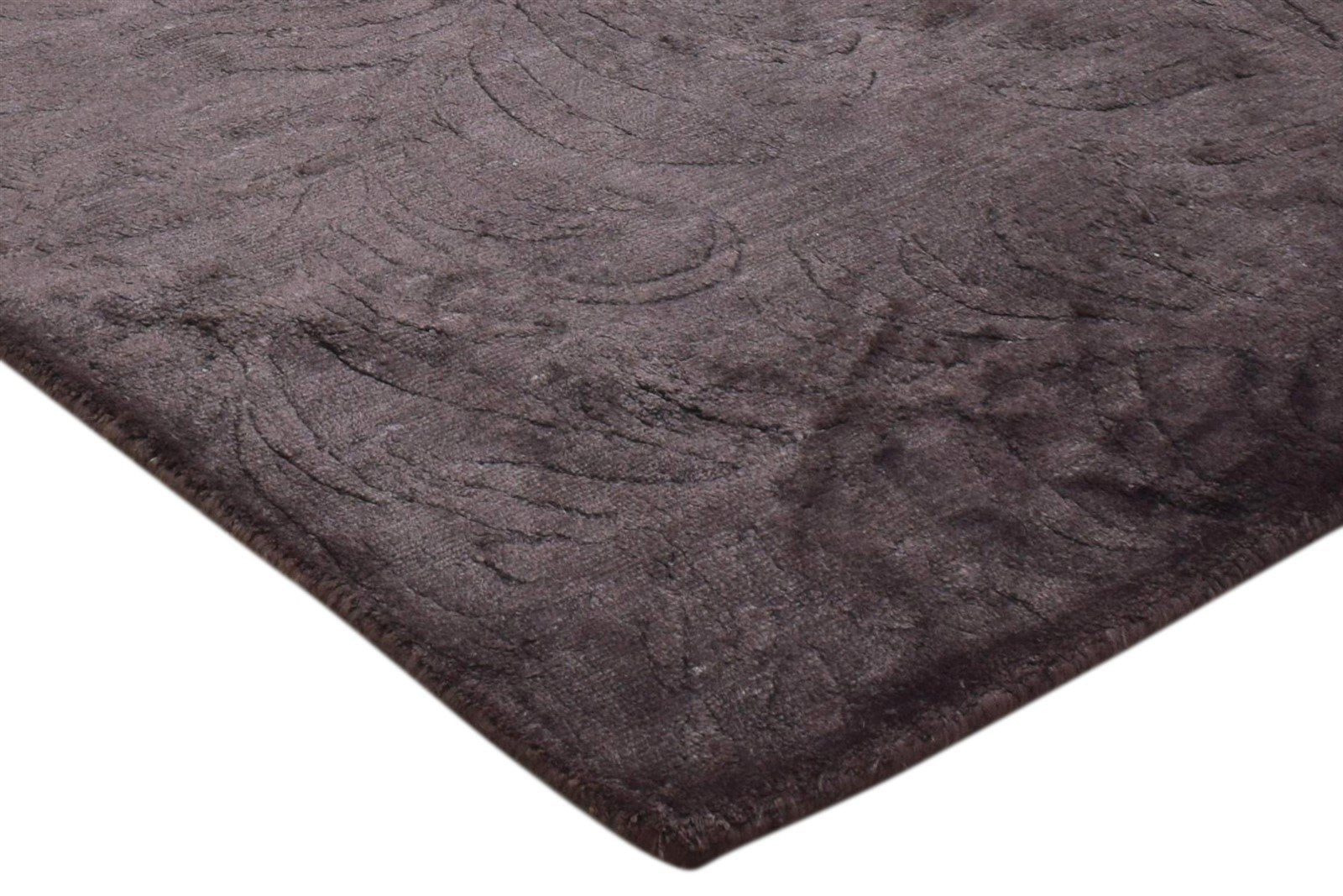 Charcoal Silk Rug 2' X 3' Modern Handloom French Floral Small Carpet Area Rug